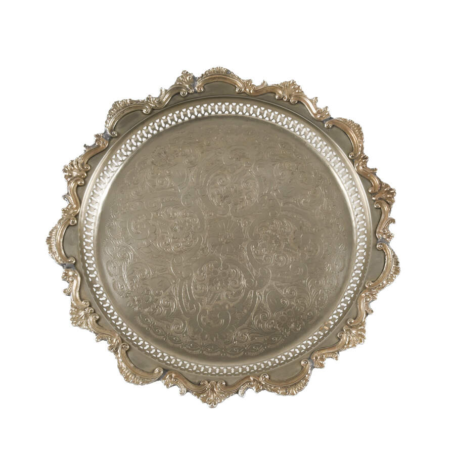 Moroccan Silver Plate Tray Table-3