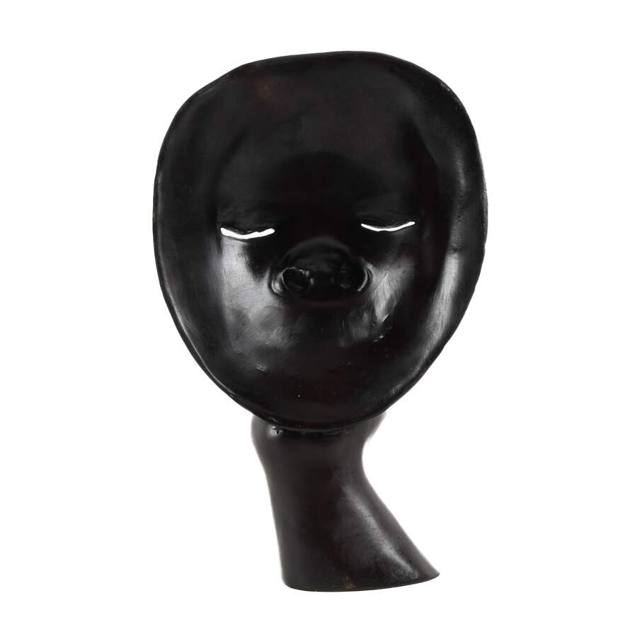 Carved "Silence is Golden" Mask Sculpture-5