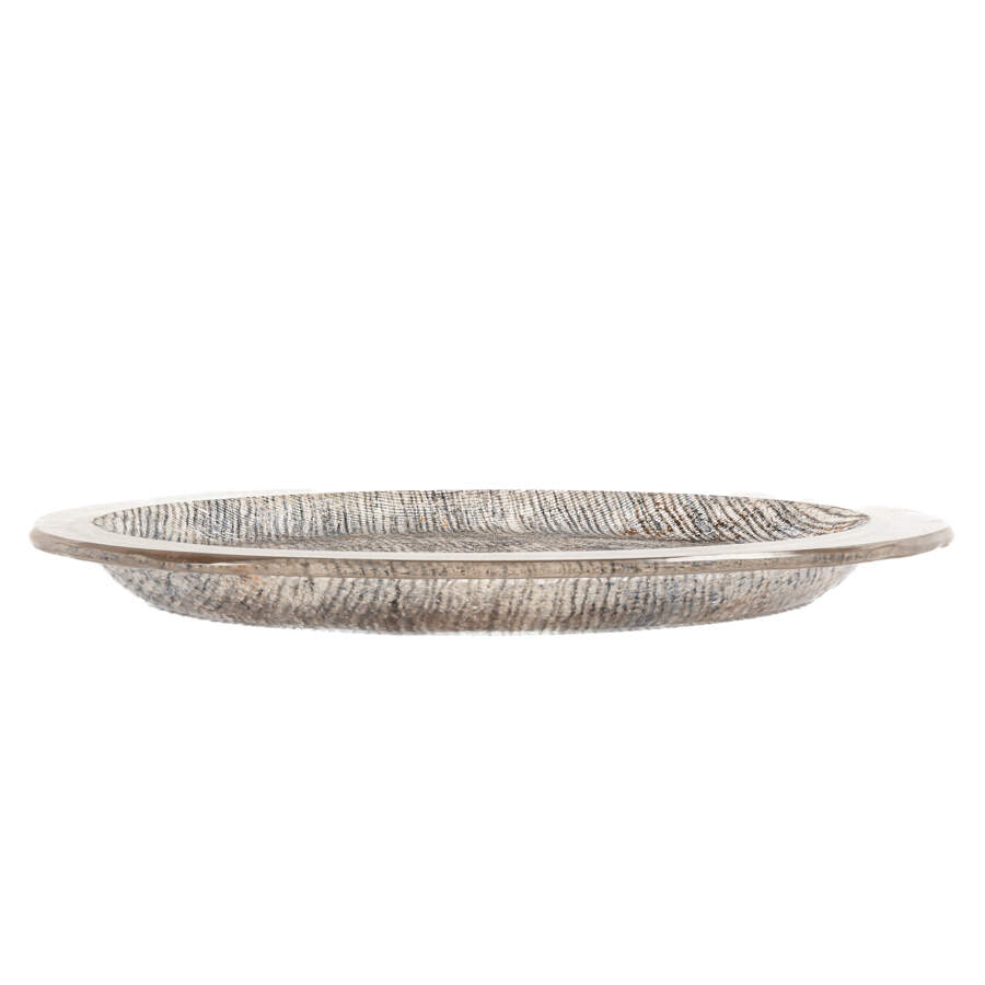 Hand-Blown Glass and Net Fabric Circle Dish-4