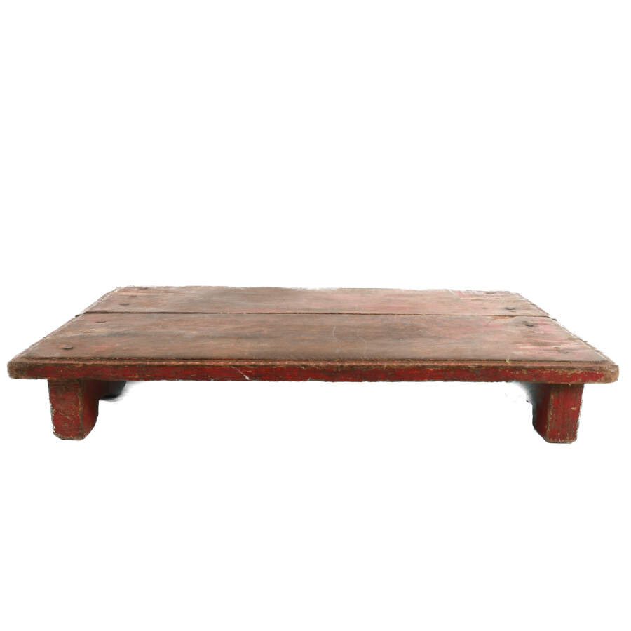 Antique Primitive Red Polychrome Wood Riser-3