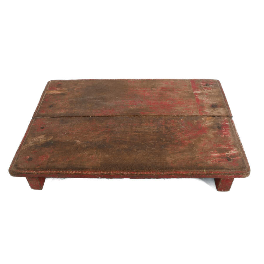 Antique Primitive Red Polychrome Wood Riser-2