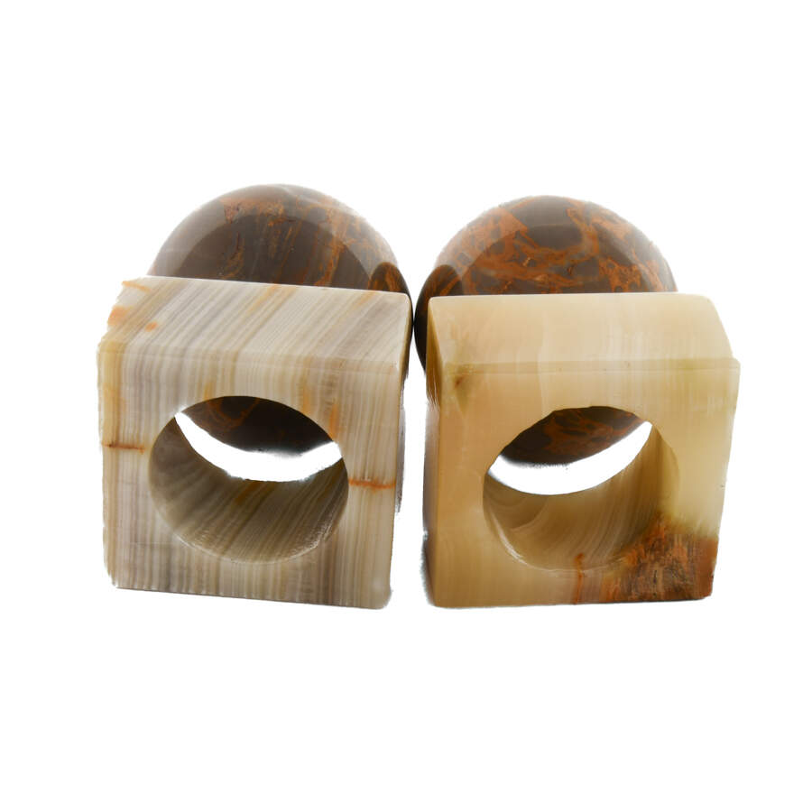 Matched Pair of Ocean Jasper Spheres on Agate Stands-4