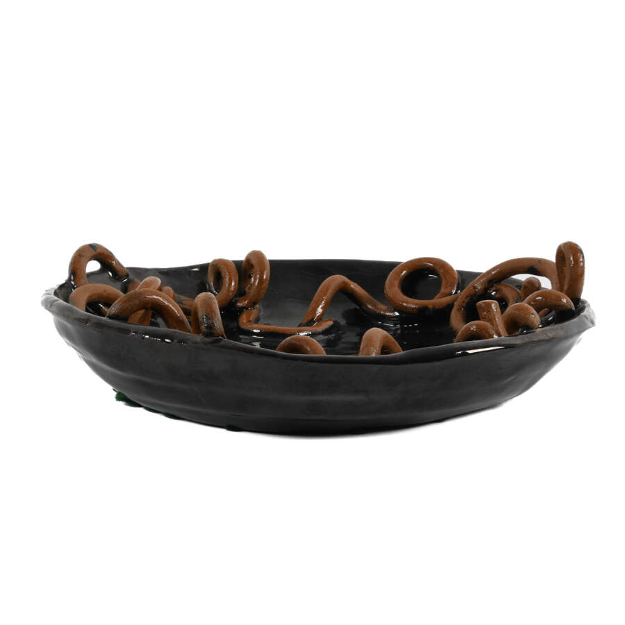 Folk Art-Style Ceramic Pottery Dish-2