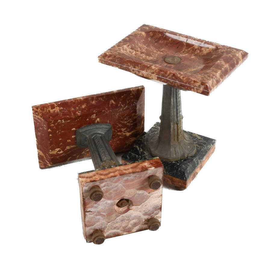 Pair Art Deco Red Marble Mantel Garnitures-7