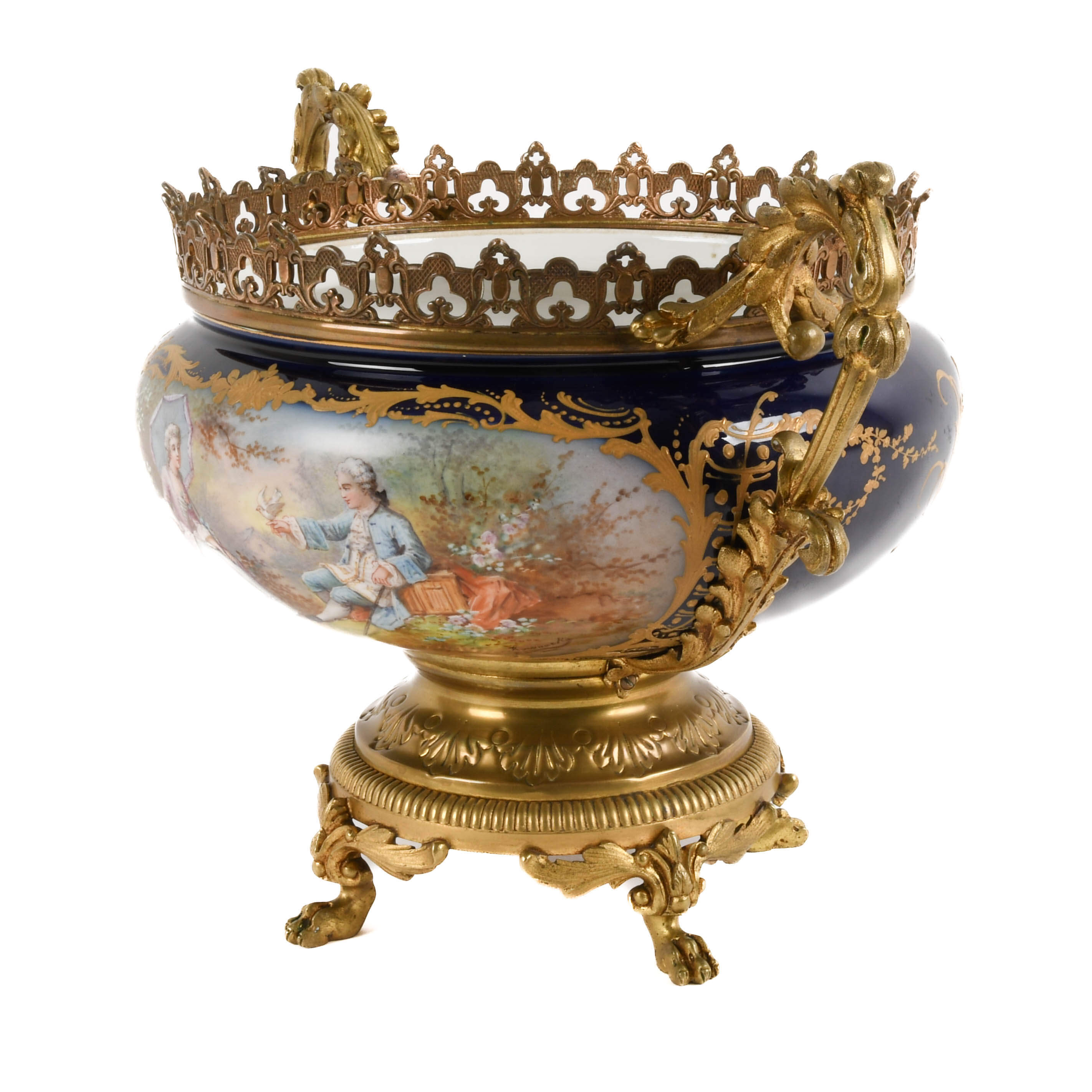 Antique French Sèvres-Style Hand-Painted and Ormolu Centerpiece-5