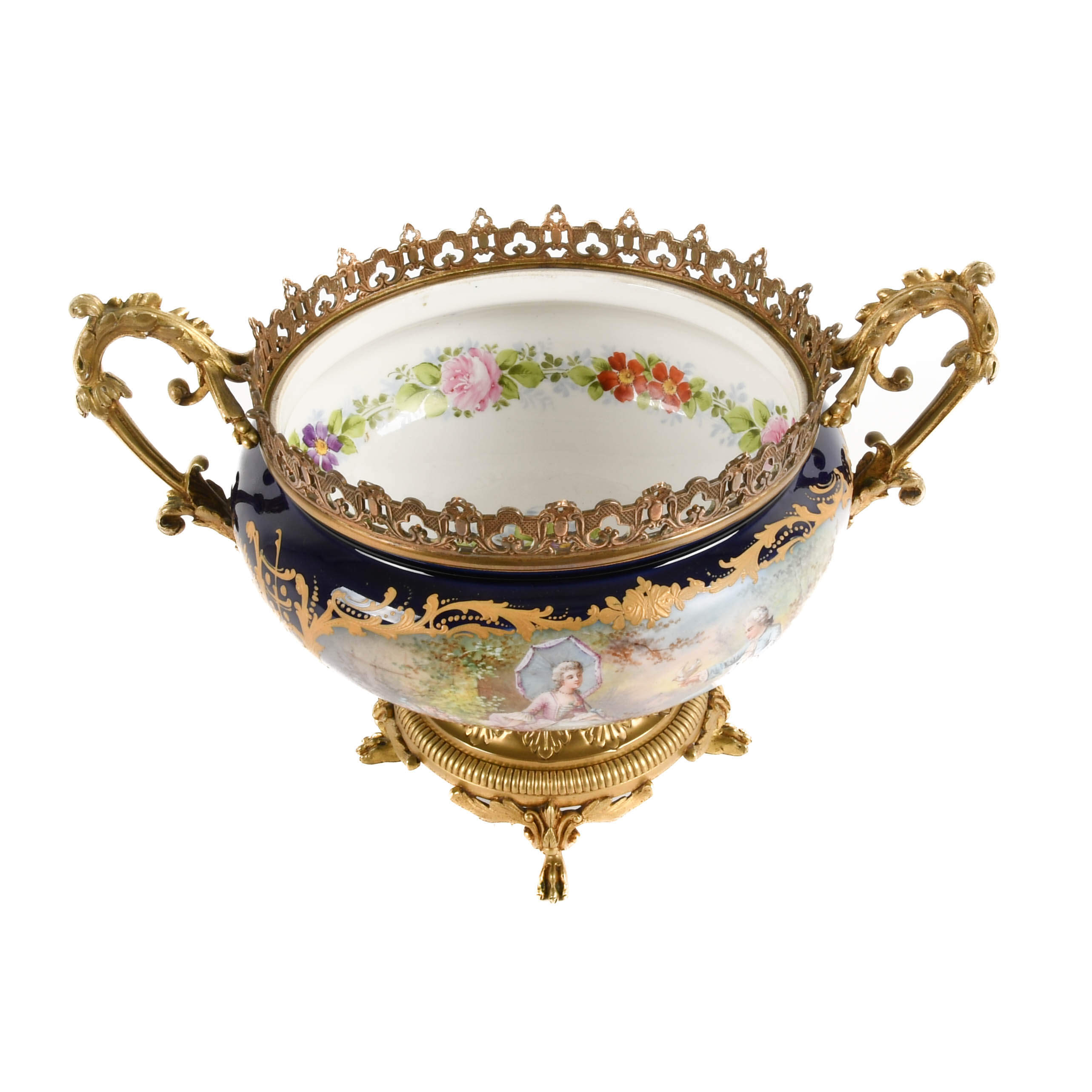 Antique French Sèvres-Style Hand-Painted and Ormolu Centerpiece-4