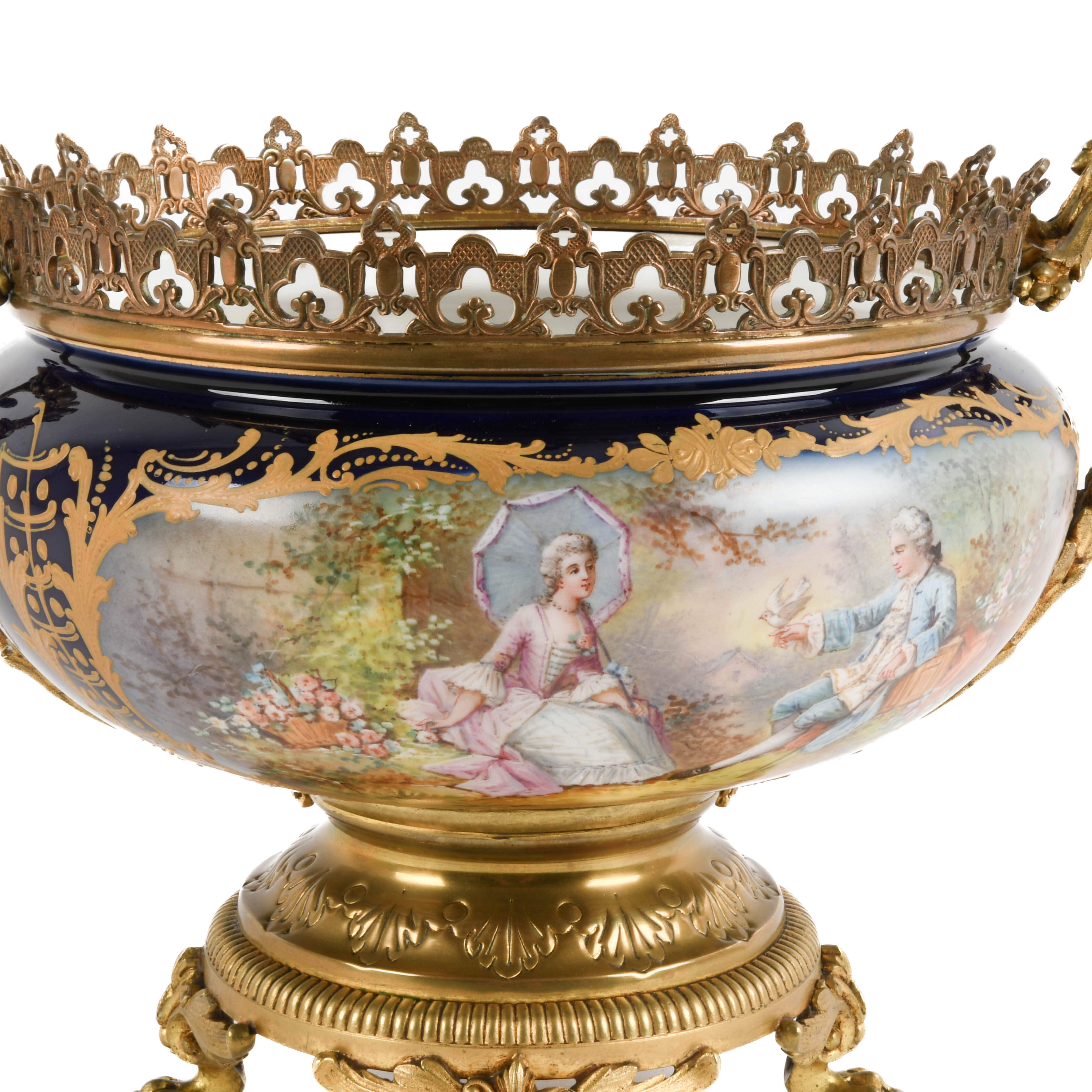 Antique French Sèvres-Style Hand-Painted and Ormolu Centerpiece-3
