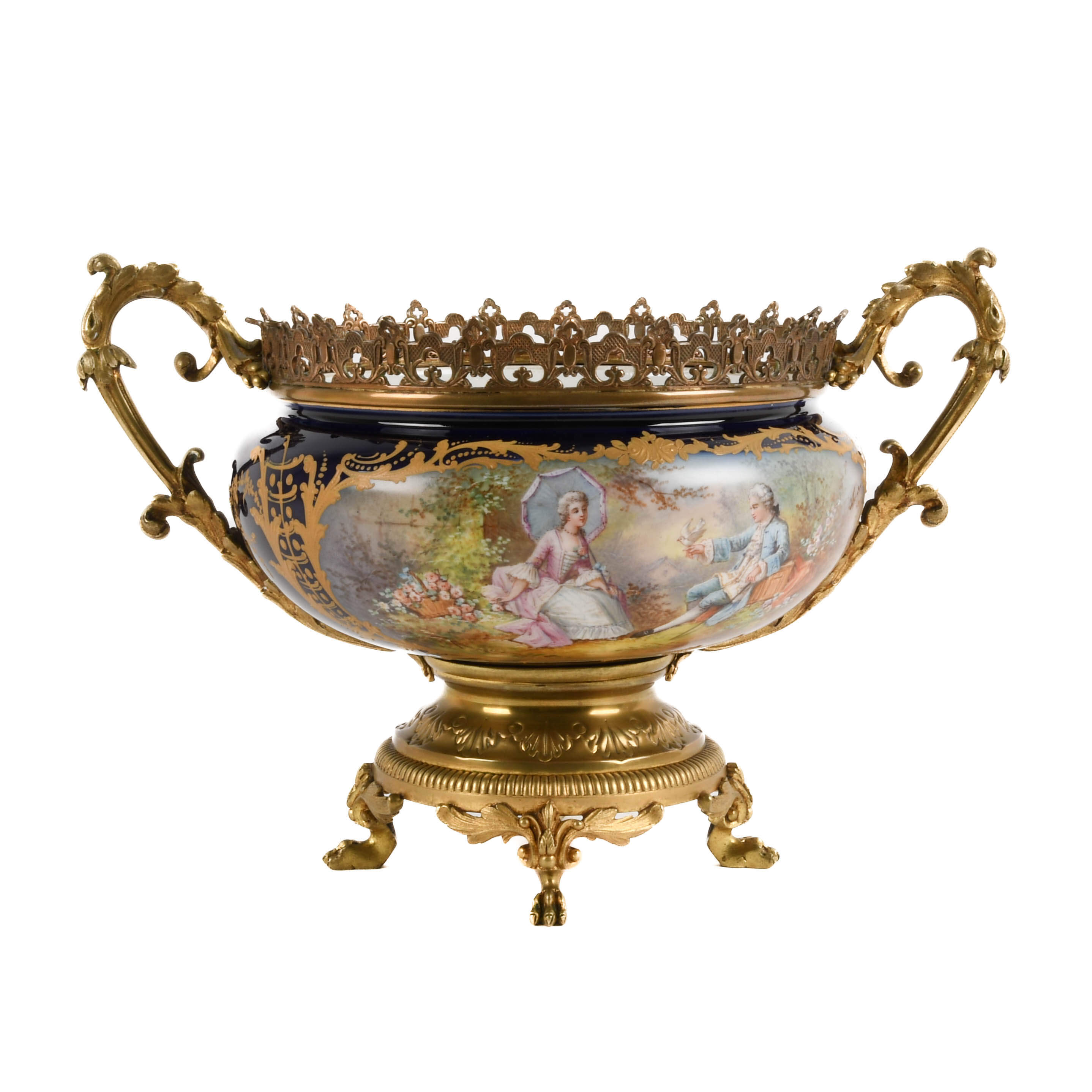 Antique French Sèvres-Style Hand-Painted and Ormolu Centerpiece-2