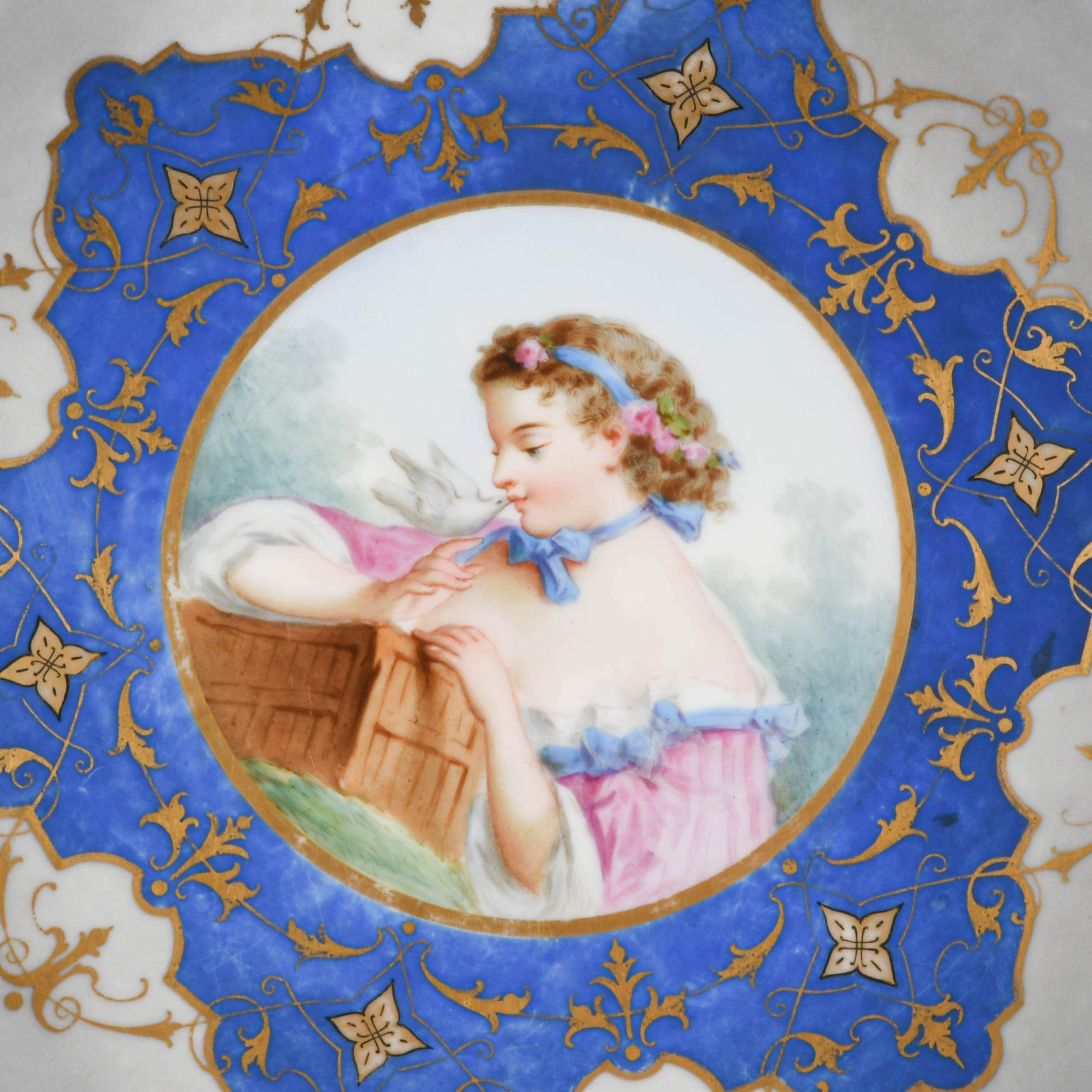 French Hand-Painted Compote Centerpiece-4