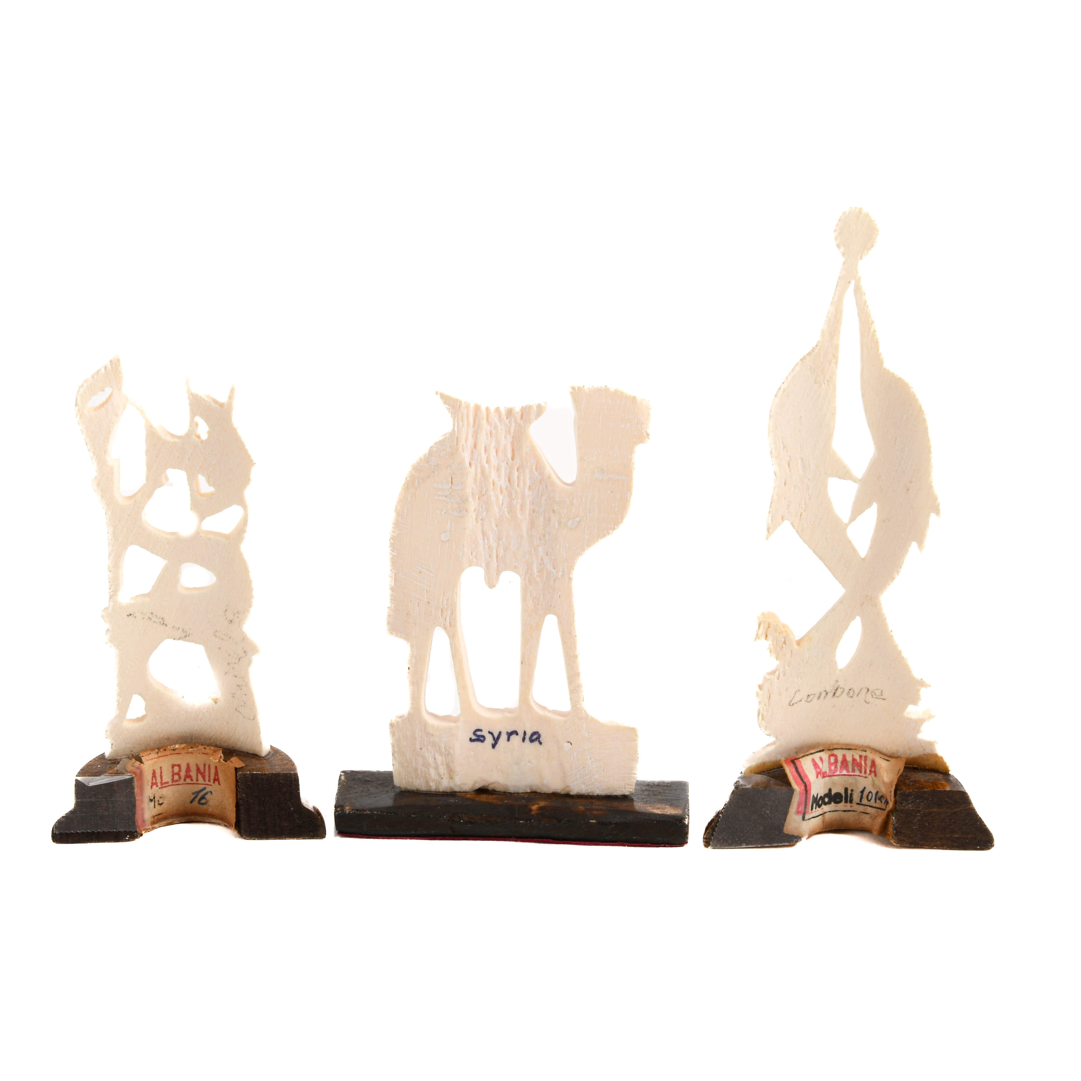 Assorted Mix Grouping of Antler and Bone Figural Whimsical Carvings-5