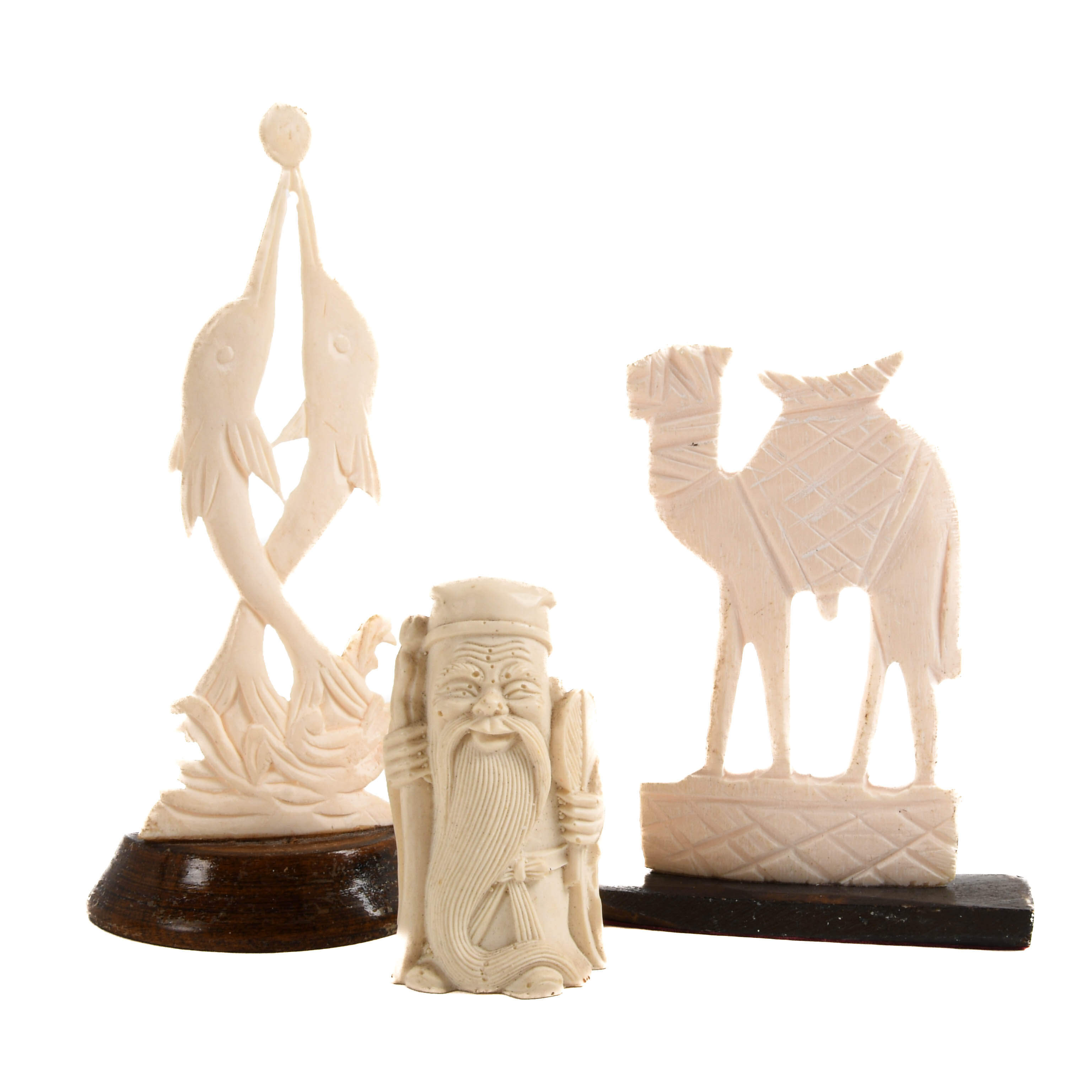 Assorted Mix Grouping of Antler and Bone Figural Whimsical Carvings-3