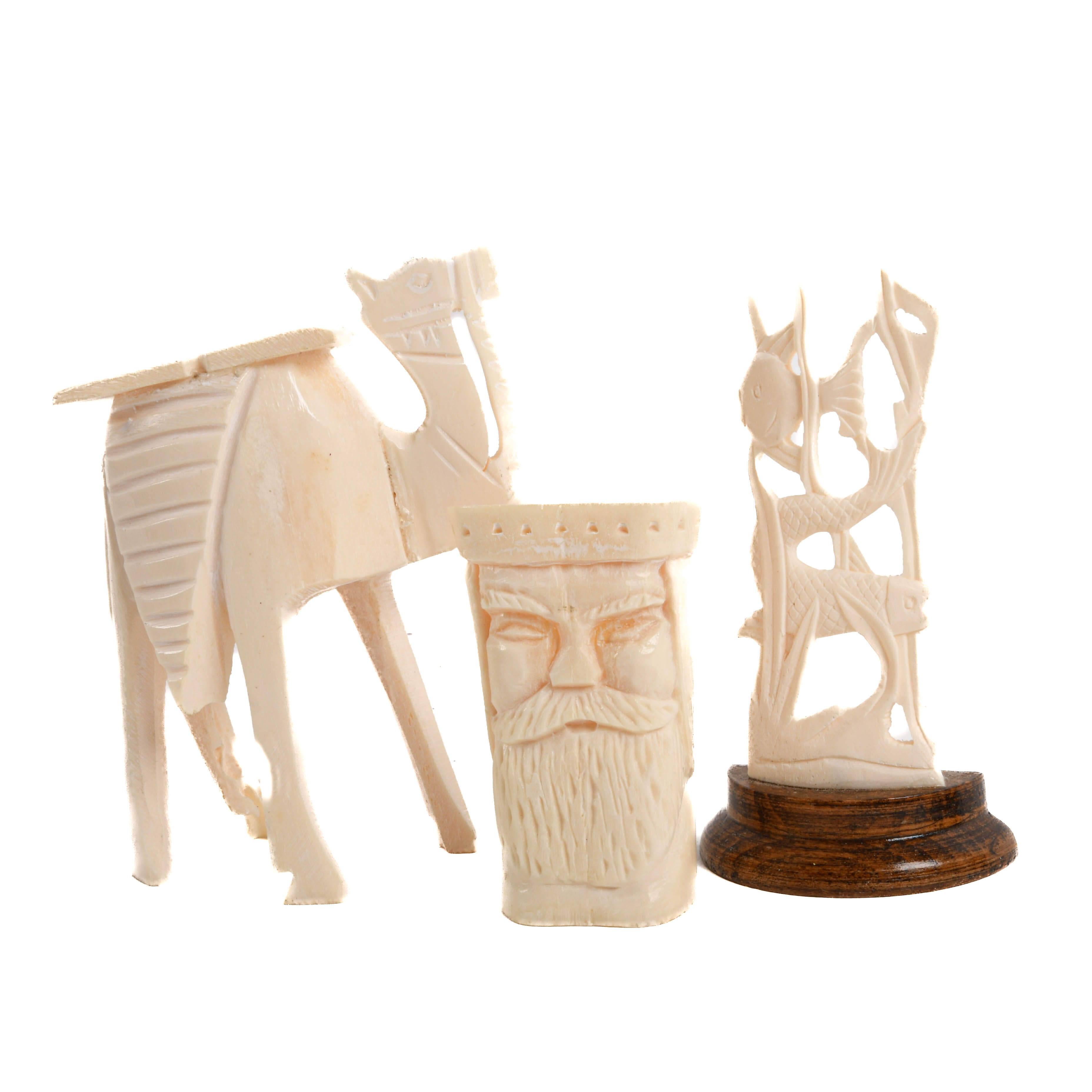 Assorted Mix Grouping of Antler and Bone Figural Whimsical Carvings-2