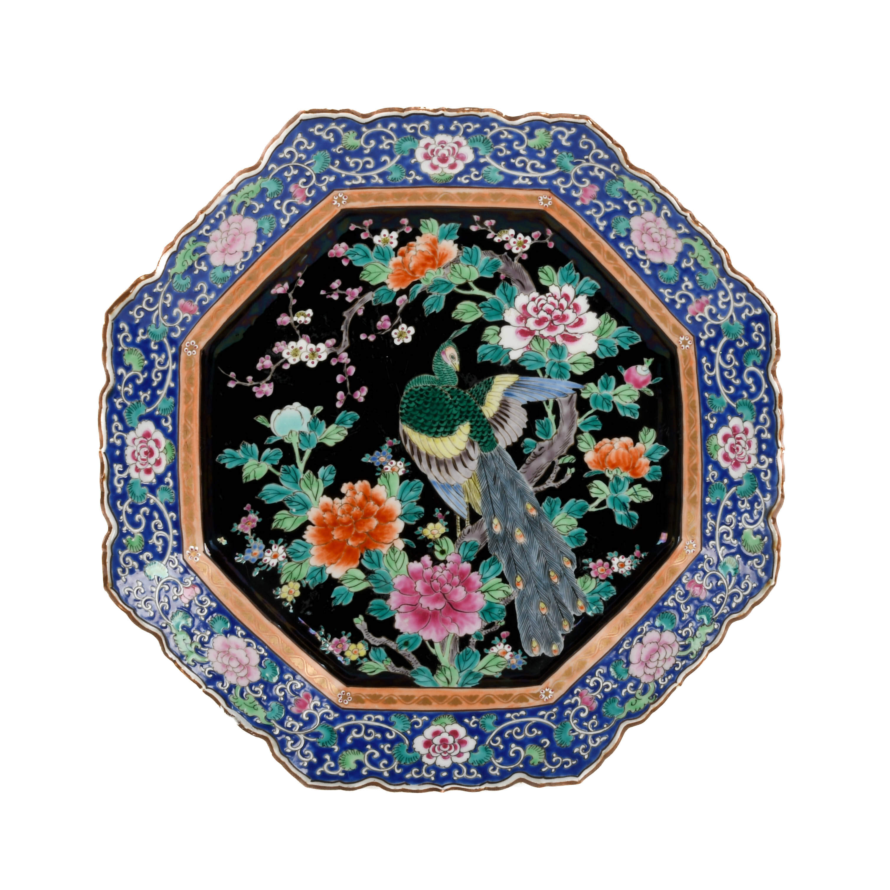 Chinese Famille Noir Porcelain Platter-1