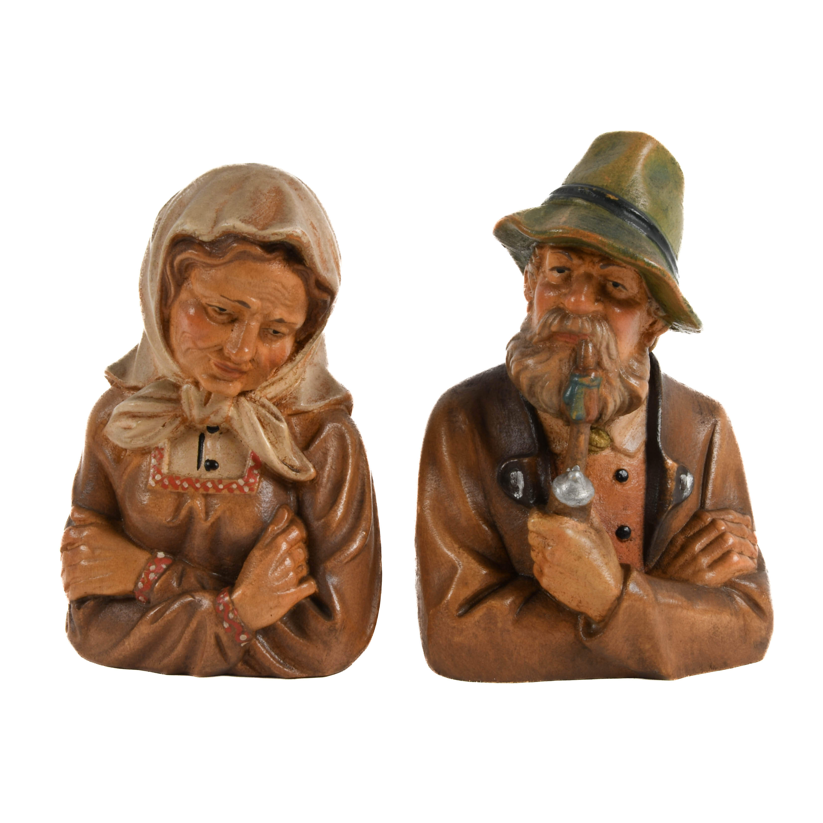 Hand-Carved Wood Man and Woman Statues Attributed to Anton Fisher-1