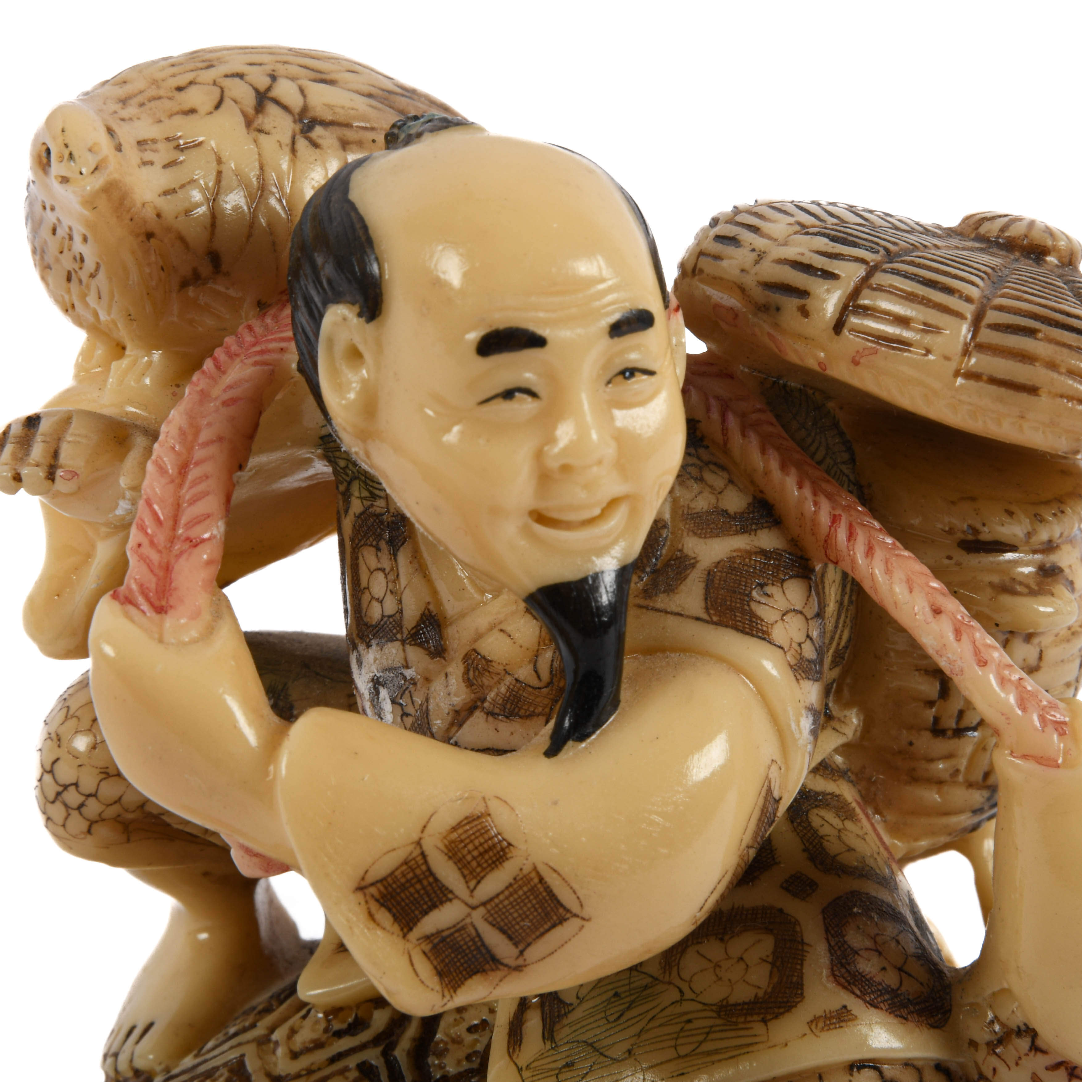 Japanese Resin Man and Animal Grouping Statue-6