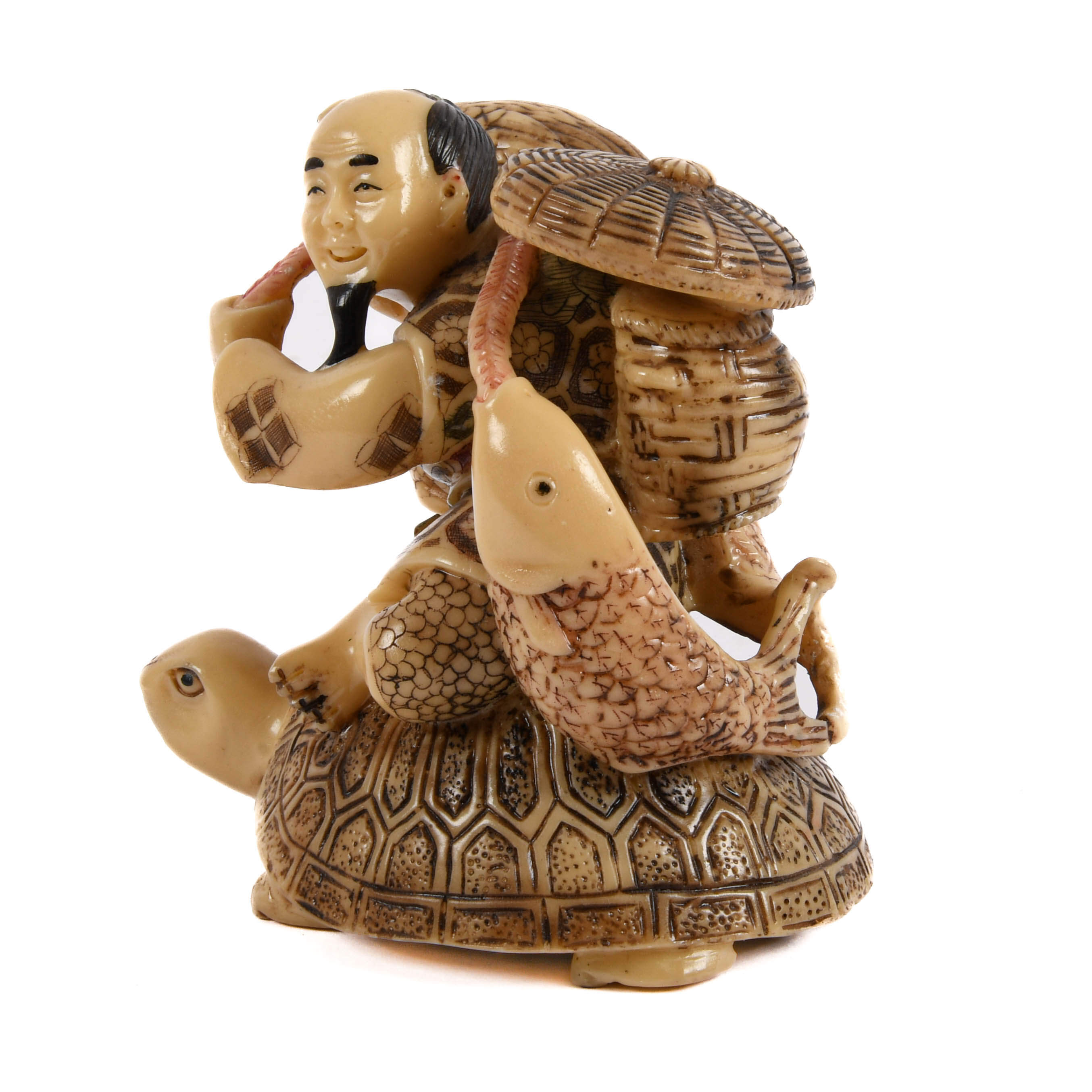 Japanese Resin Man and Animal Grouping Statue-5