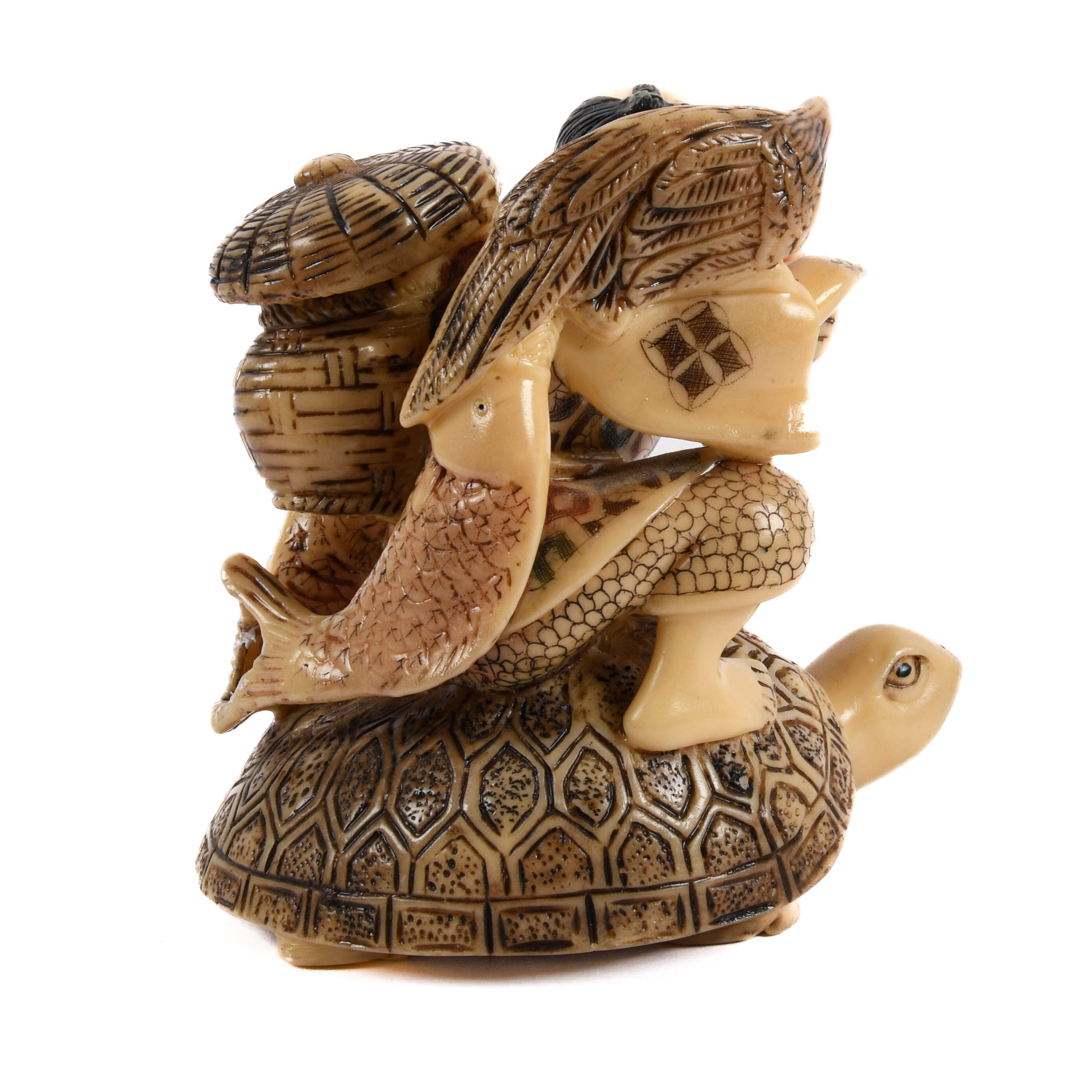 Japanese Resin Man and Animal Grouping Statue-3