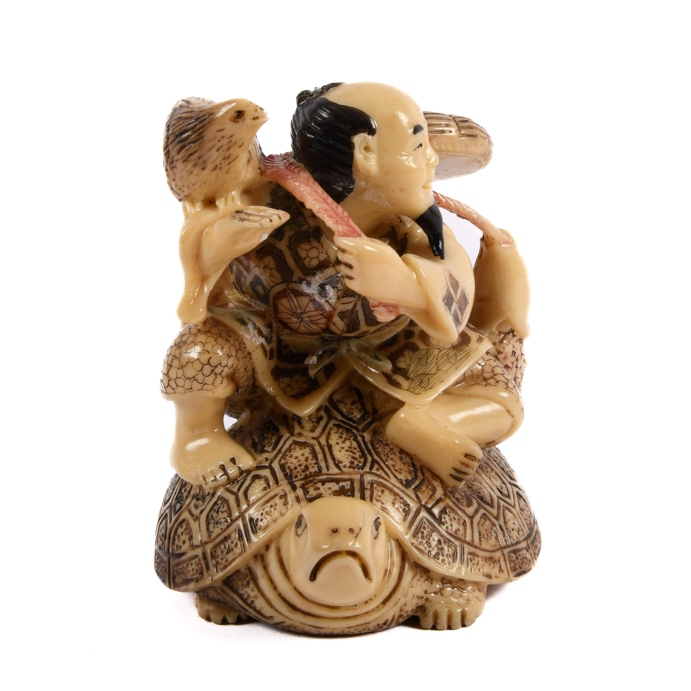 Japanese Resin Man and Animal Grouping Statue-2