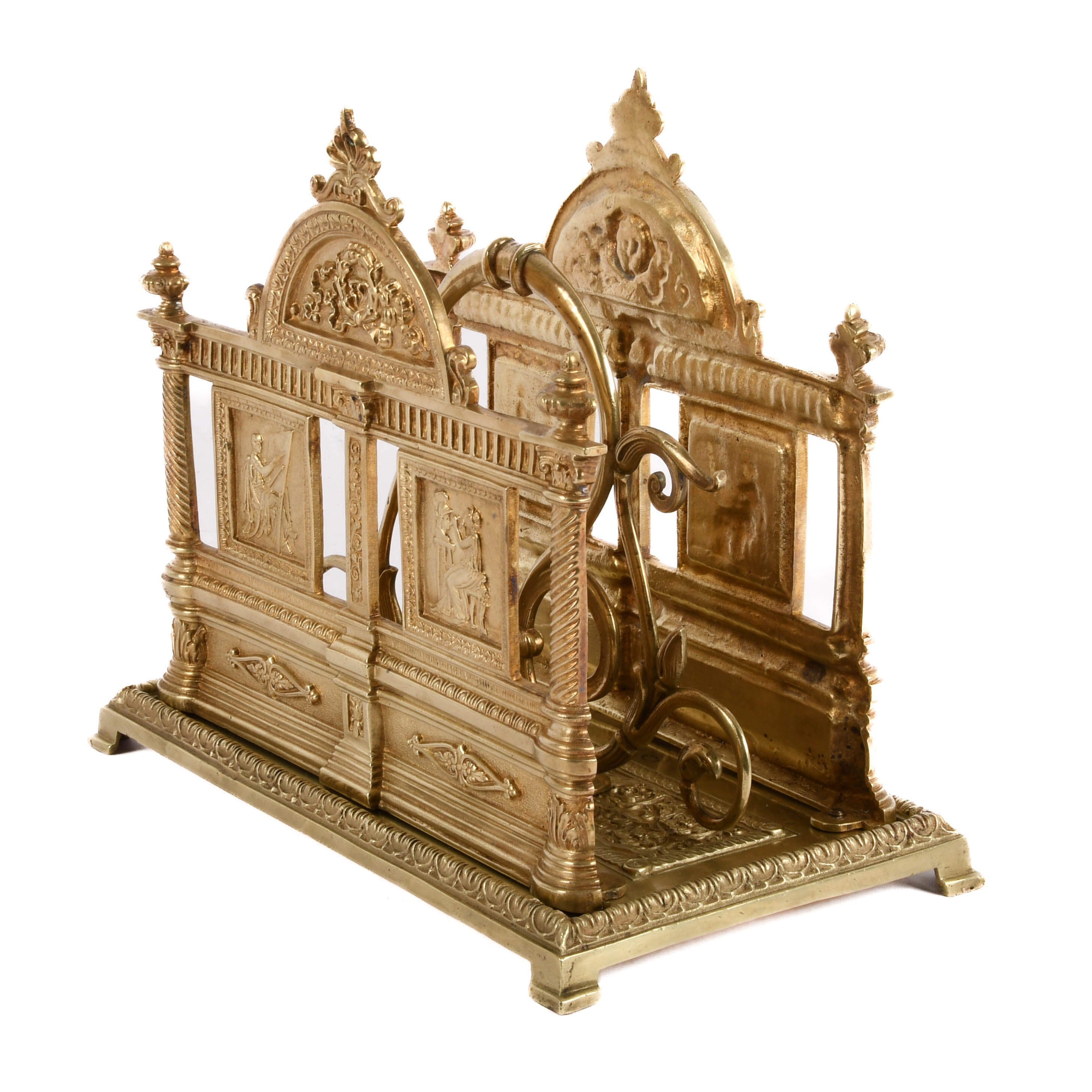 Antique English Neoclassical Brass Letter Holder-4