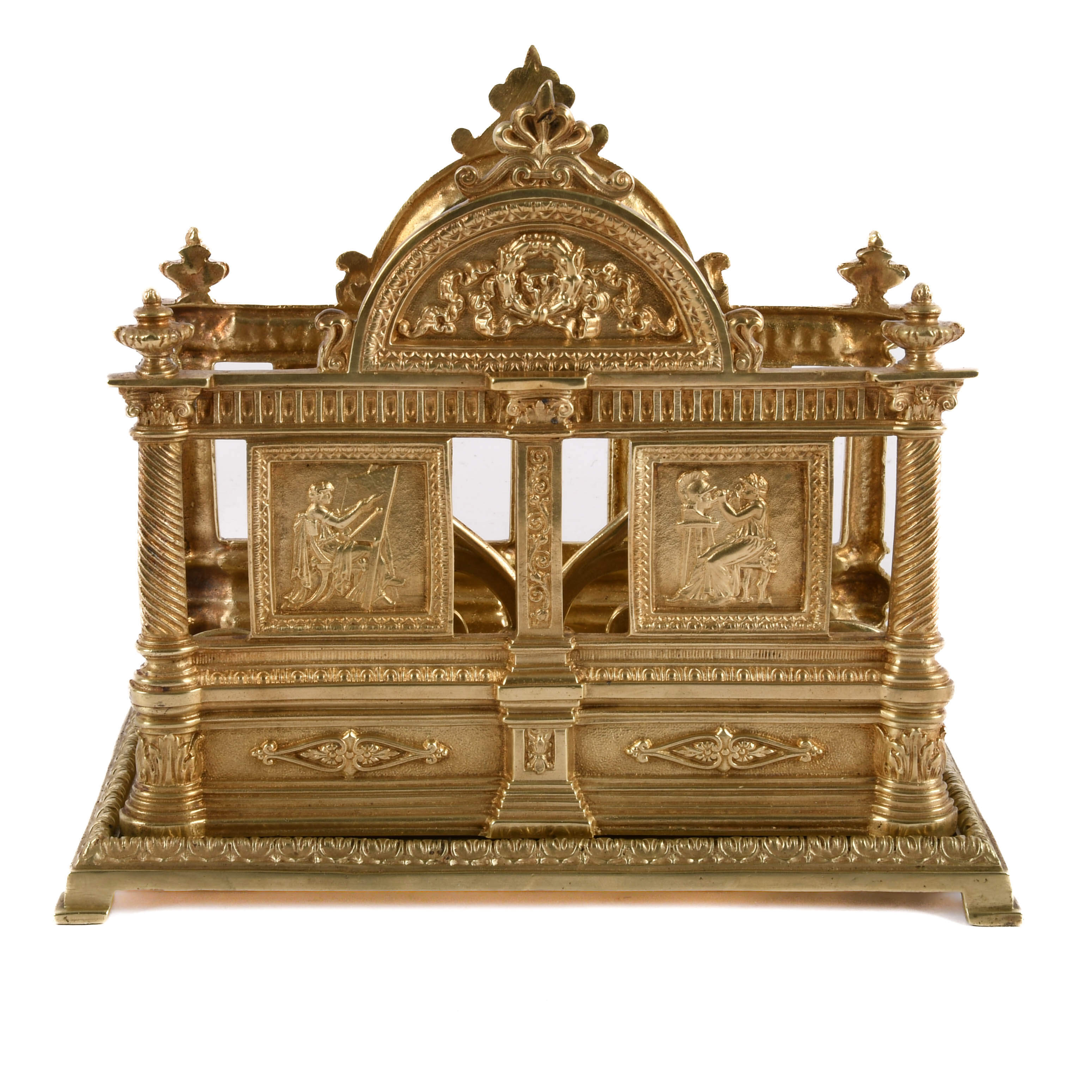 Antique English Neoclassical Brass Letter Holder-1