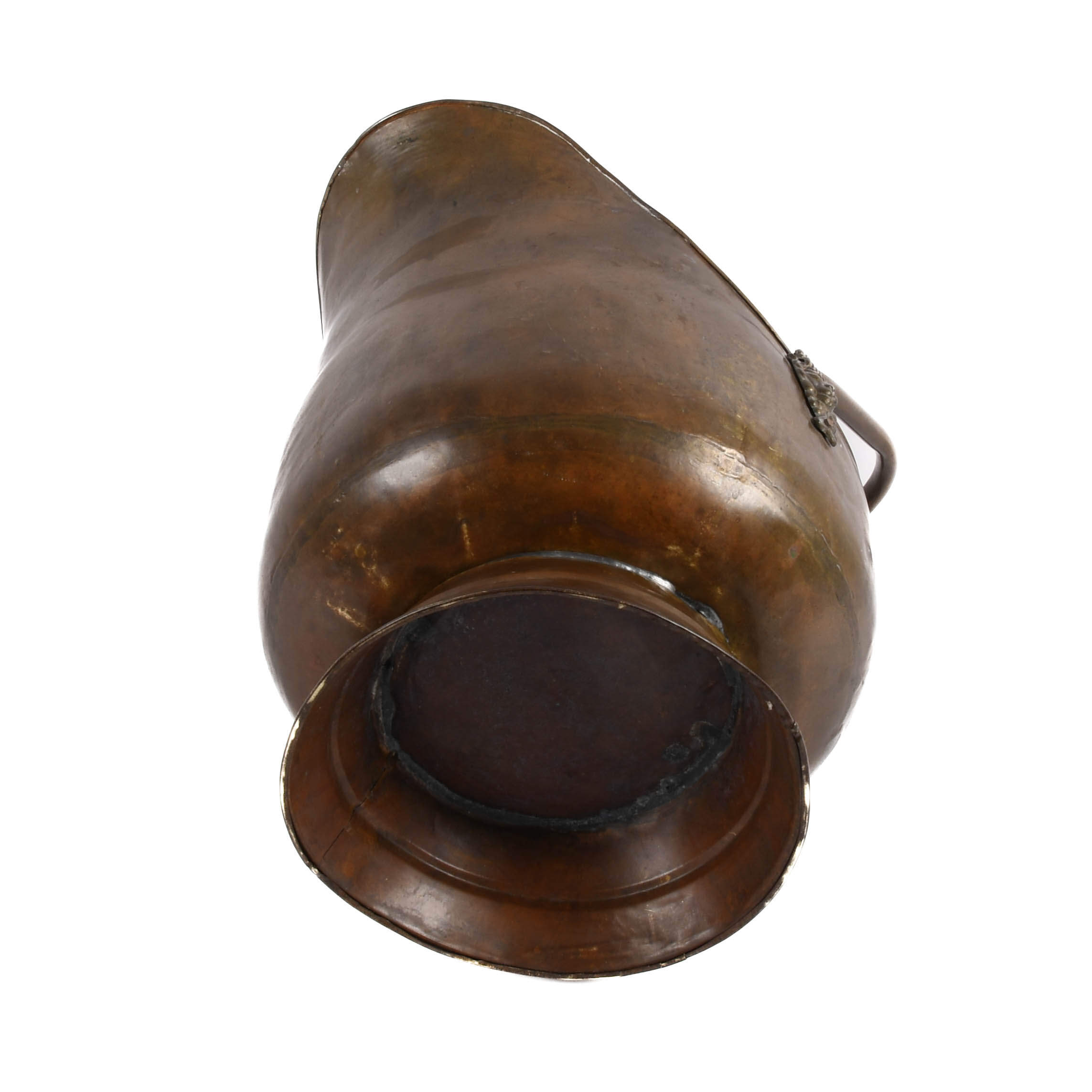 Antique Copper and Delft Handle Coal Bucket-7
