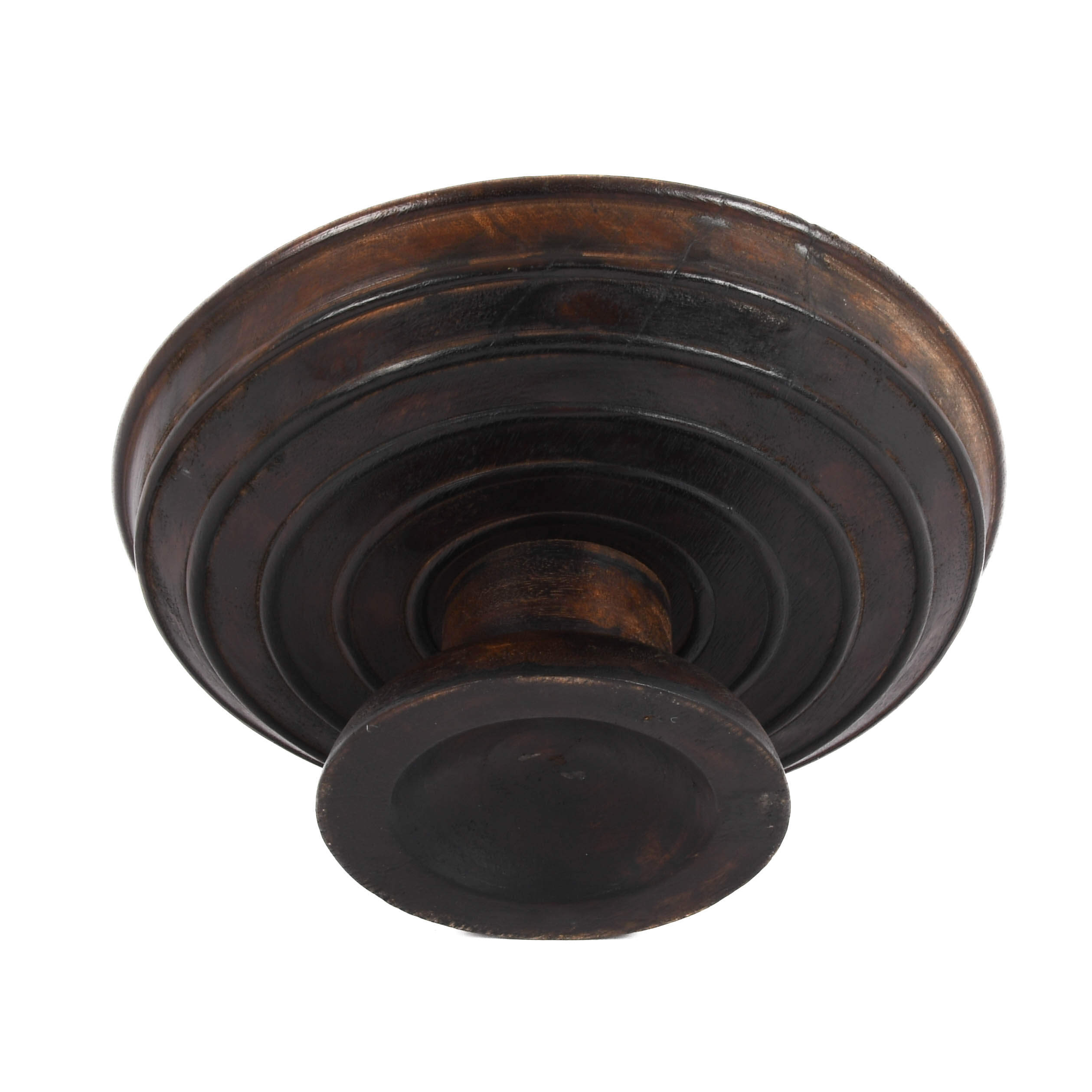 Antique Hand-Carved Wooden Pedestal Offering Tray-6
