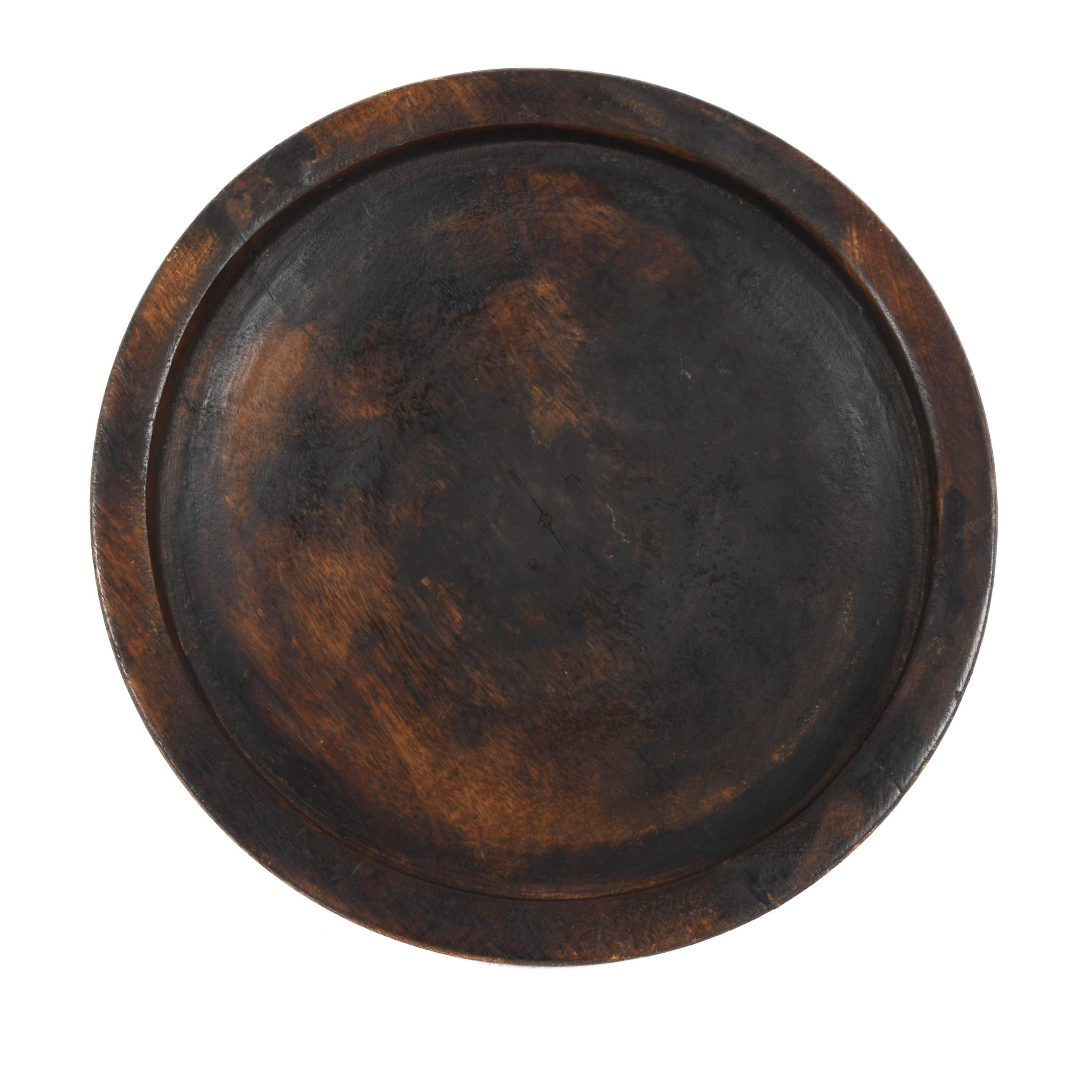 Antique Hand-Carved Wooden Pedestal Offering Tray-3