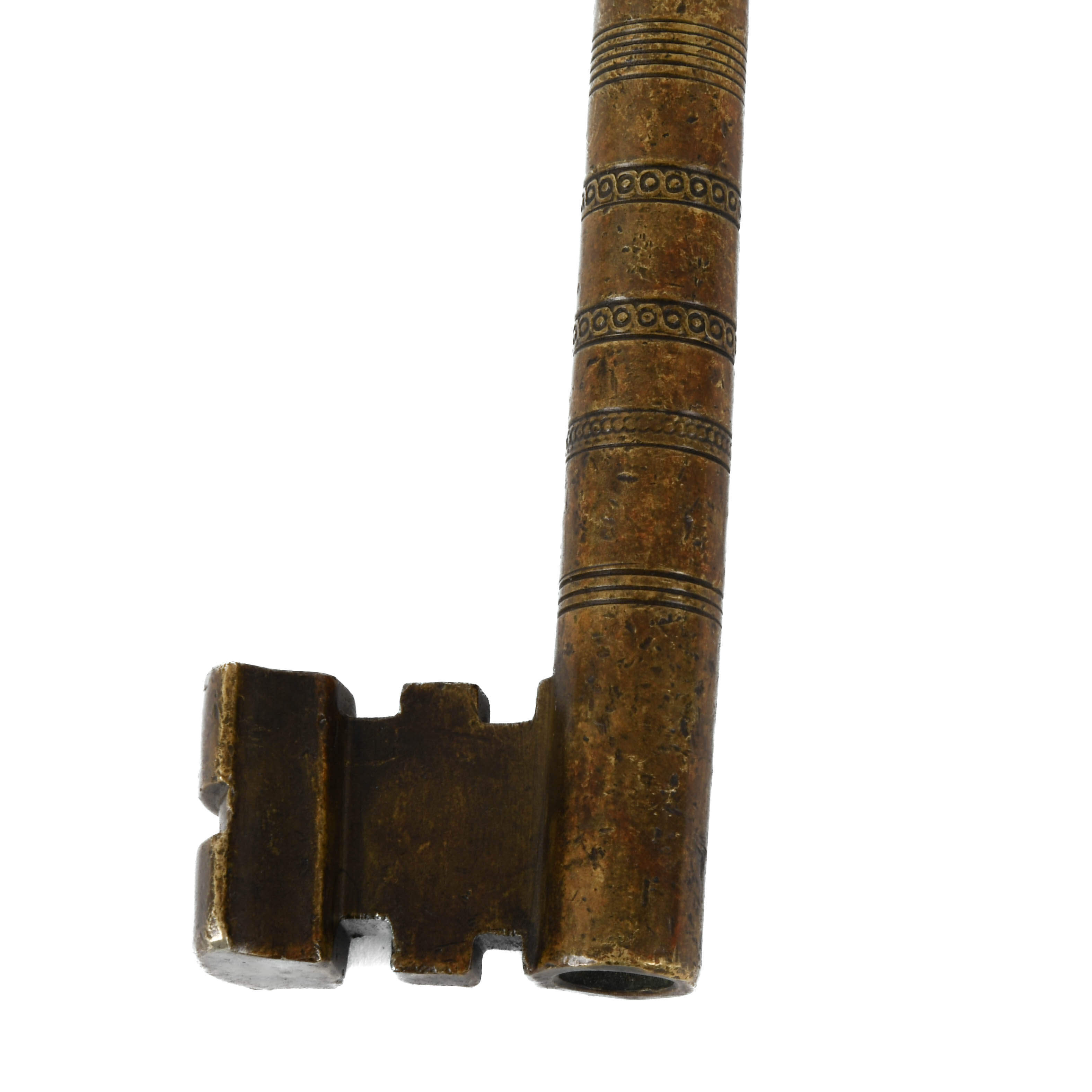 Large Antique Gilt Portuguese House of Braganza Castle Key-5