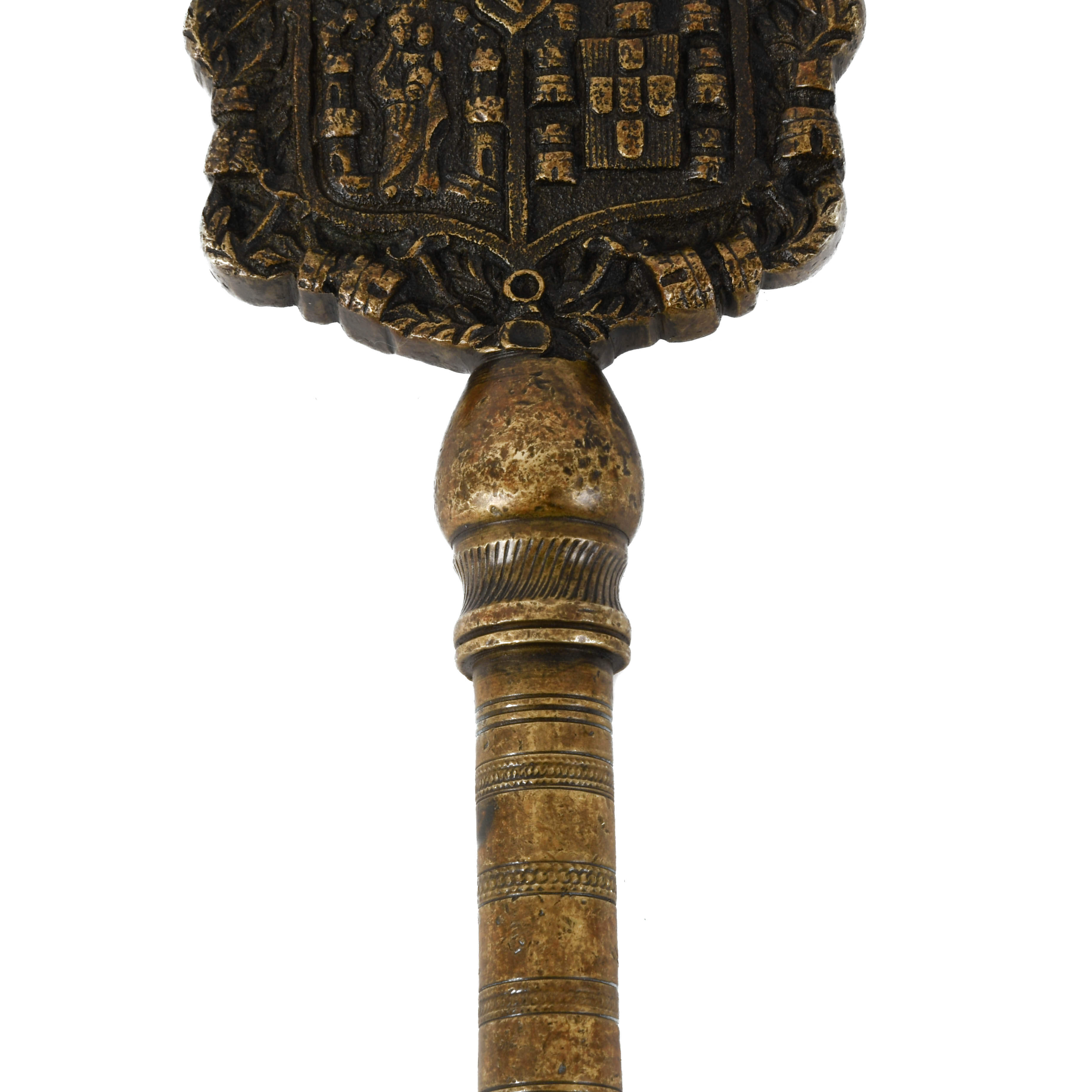 Large Antique Gilt Portuguese House of Braganza Castle Key-4