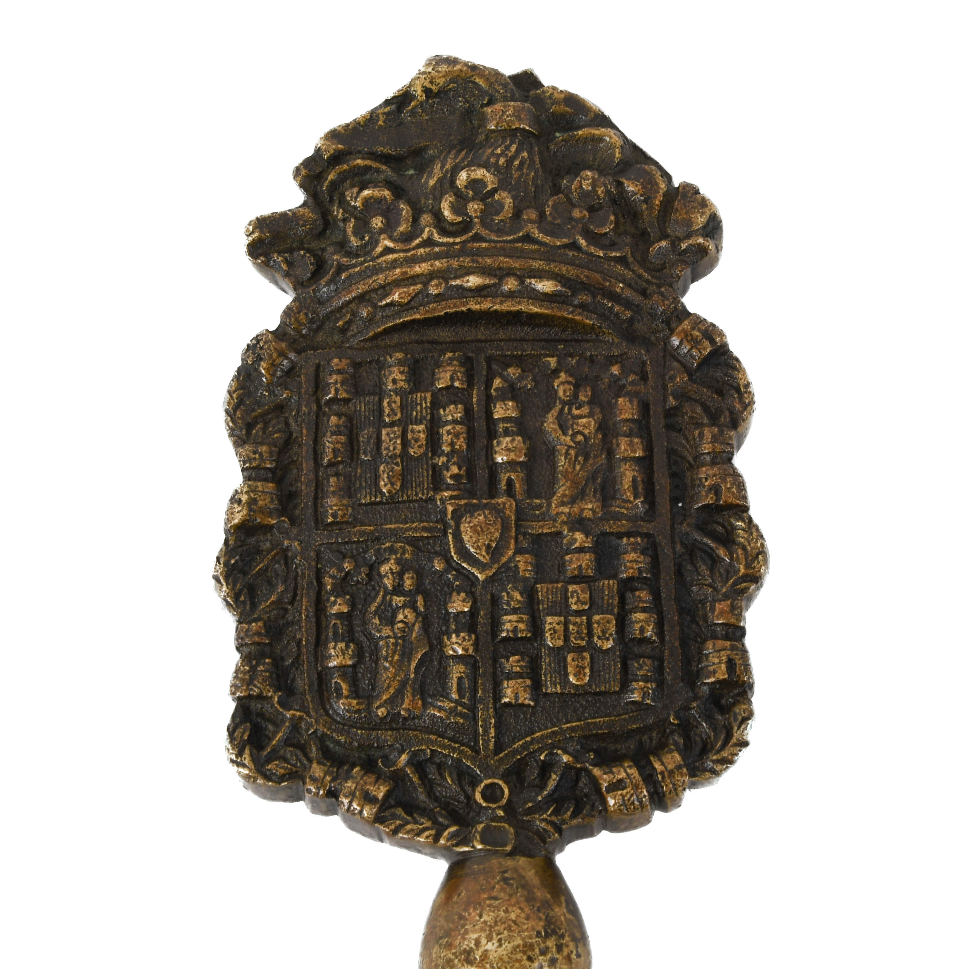 Large Antique Gilt Portuguese House of Braganza Castle Key-3