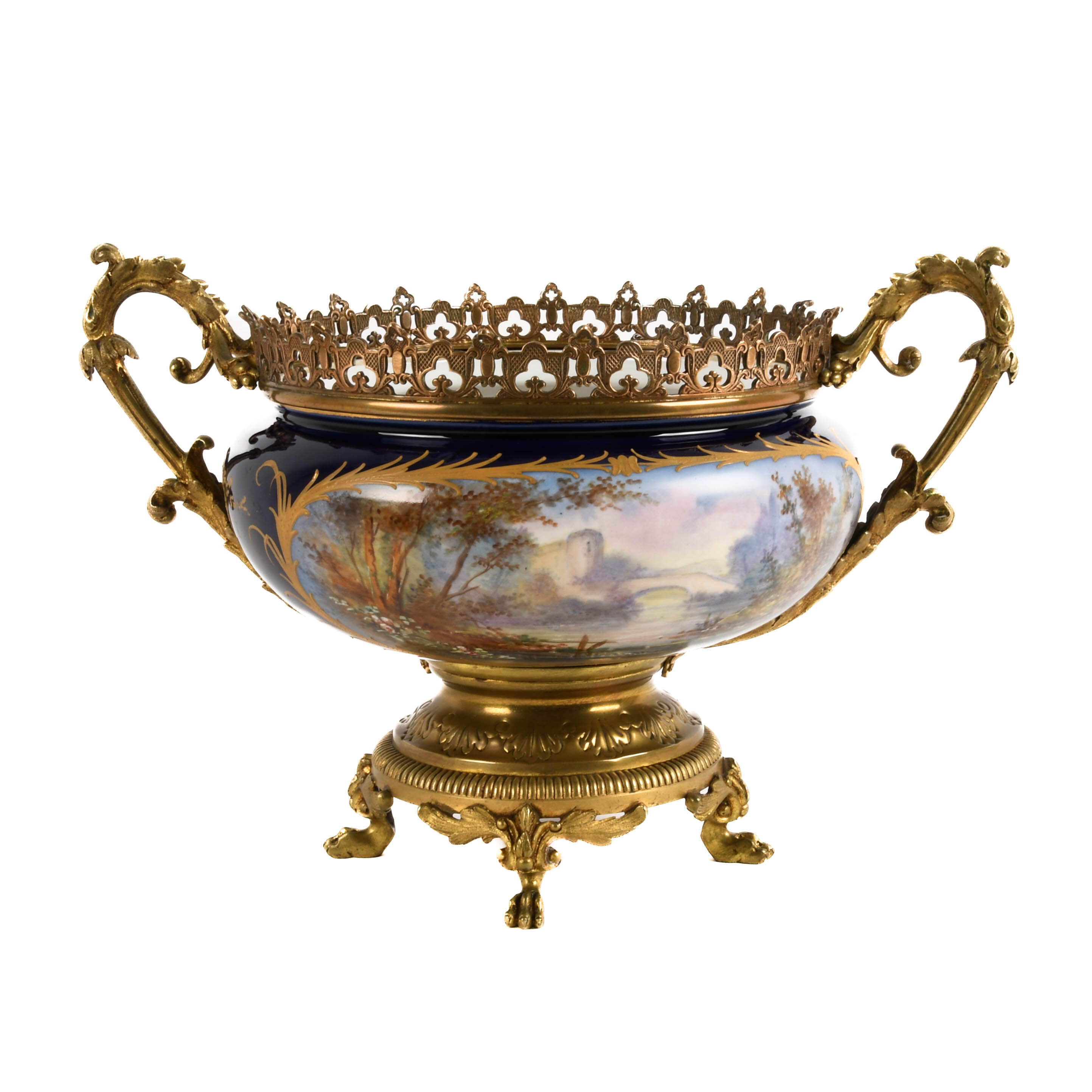 Antique French Sèvres-Style Hand-Painted and Ormolu Centerpiece-1