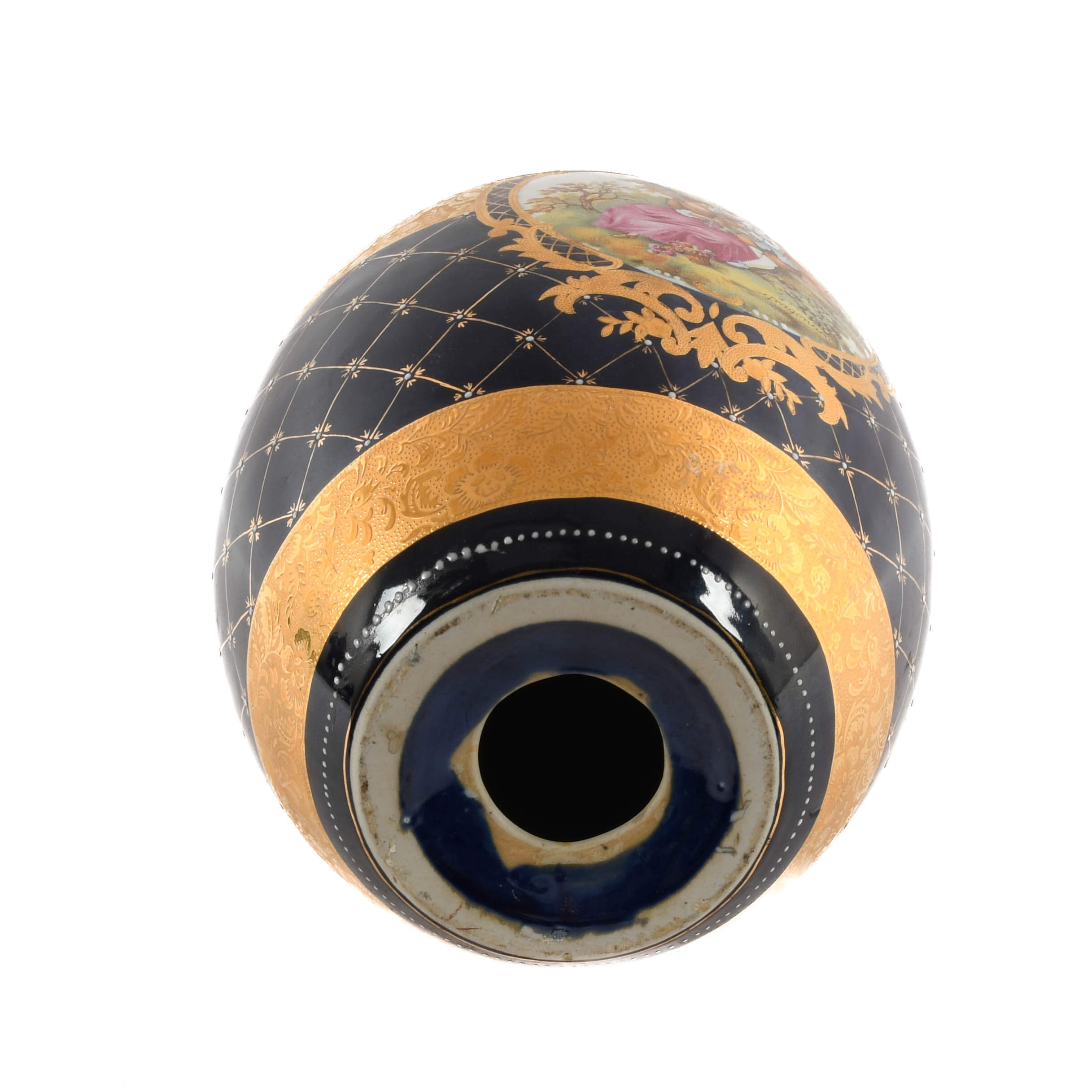 Oversized Limoges-Style Cobalt Blue and Gilt Decorated Egg-6