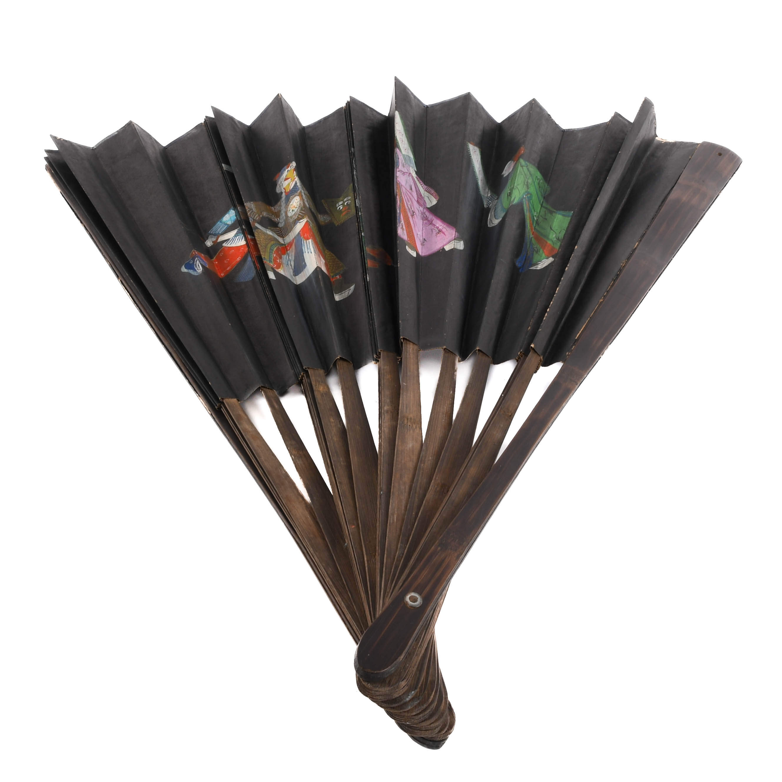 Japanese Hand-Painted Paper and Bamboo Wood Fan-5