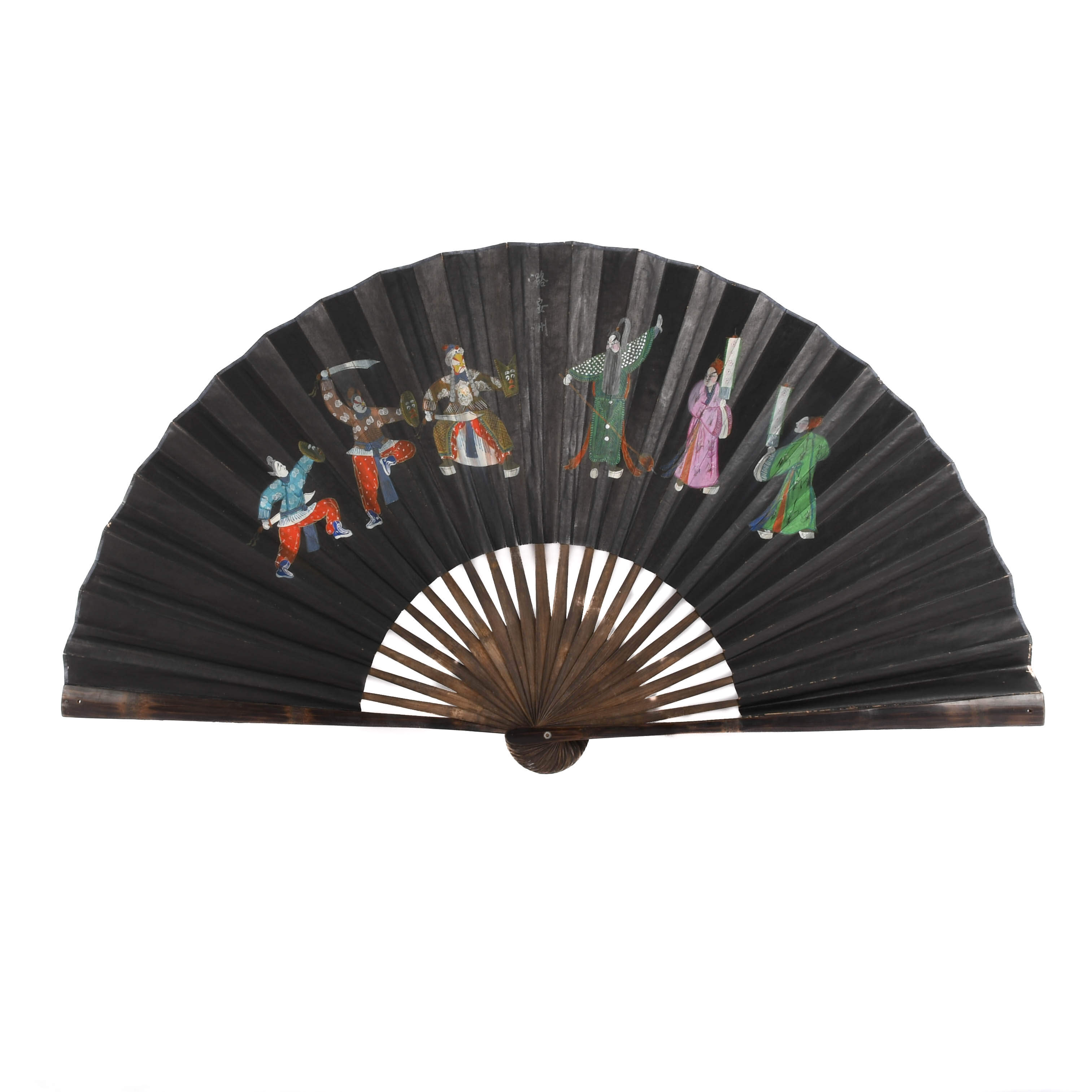 Japanese Hand-Painted Paper and Bamboo Wood Fan-1