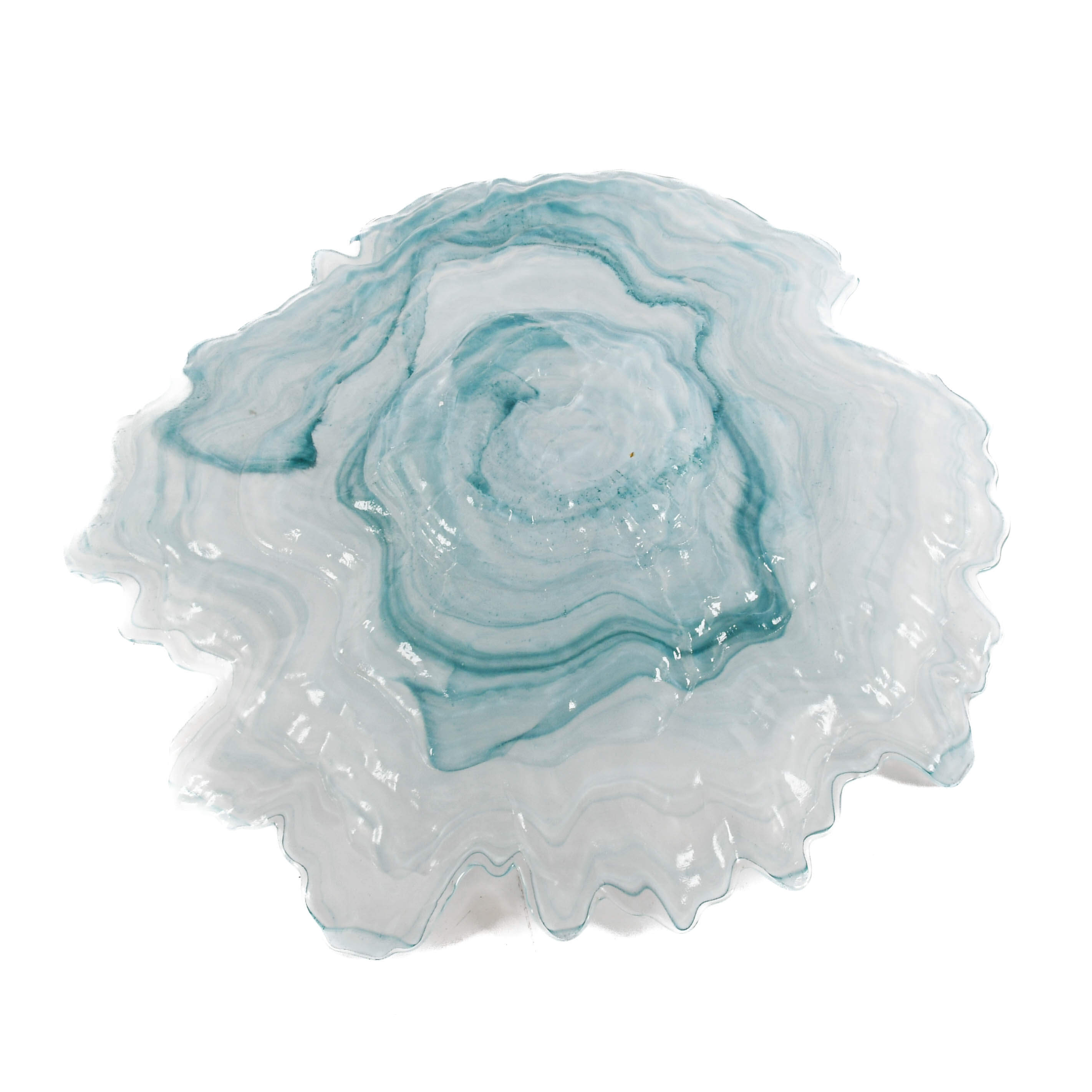 Abstract Teal Art Glass Bowl-5