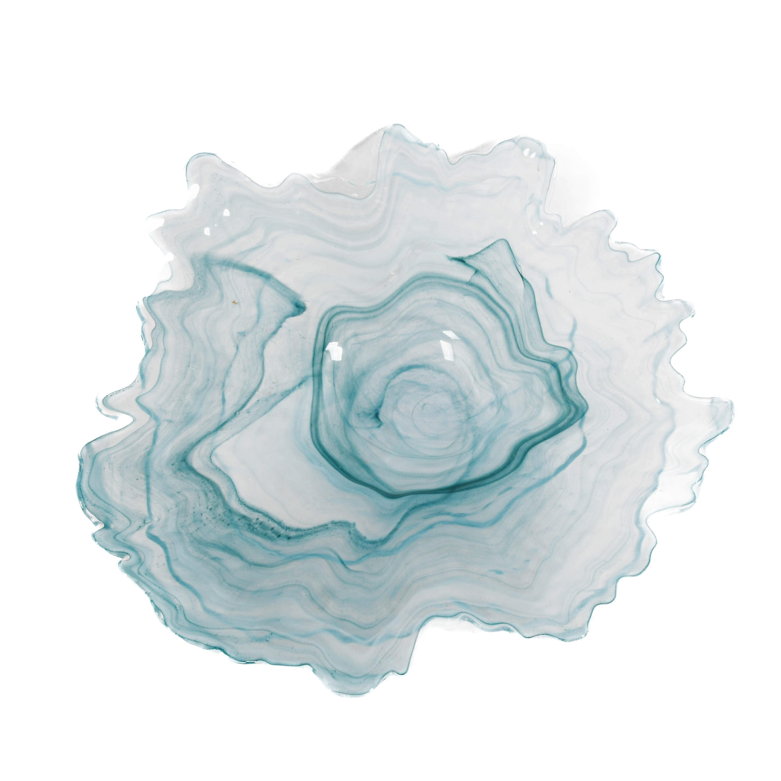 Abstract Teal Art Glass Bowl-4