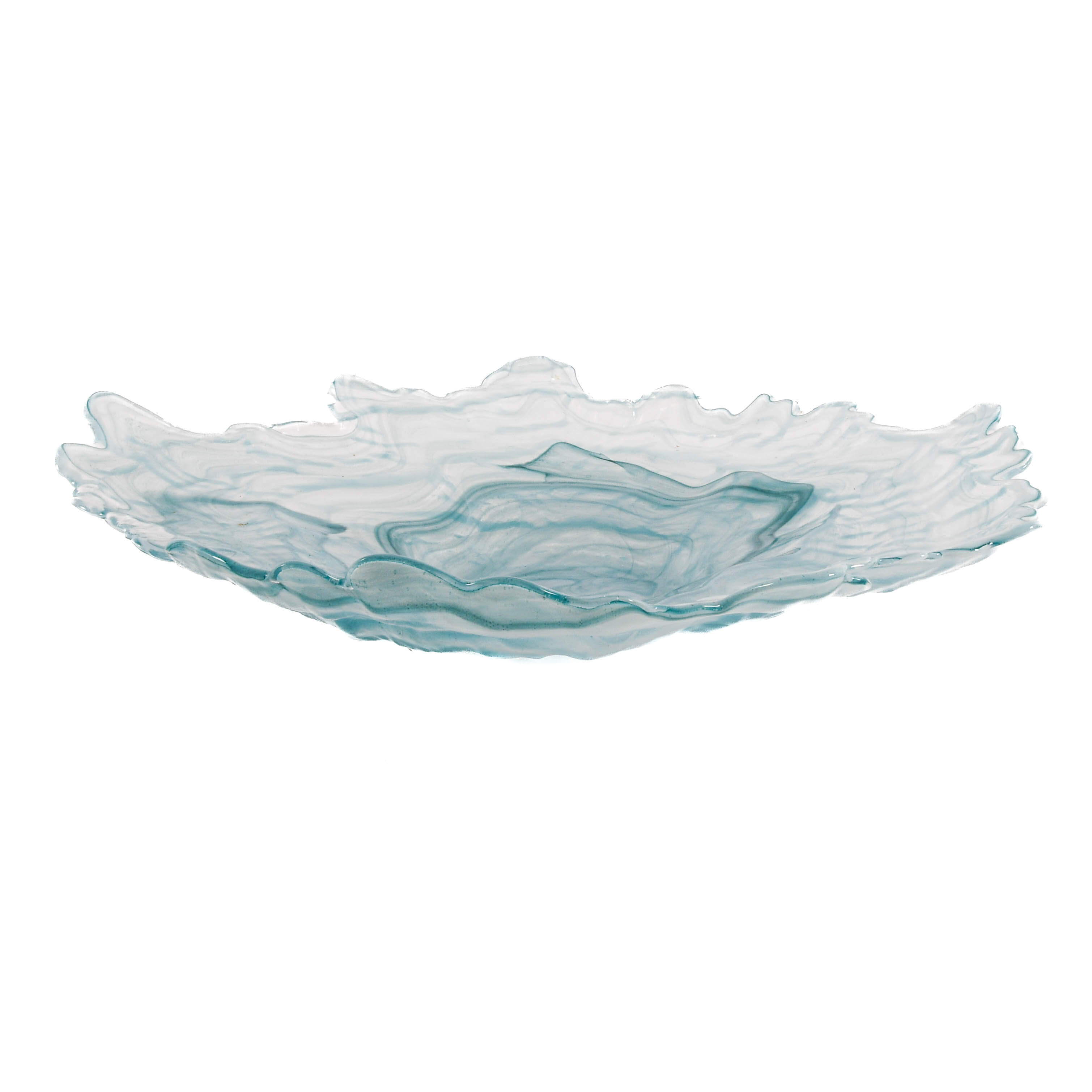 Abstract Teal Art Glass Bowl-3