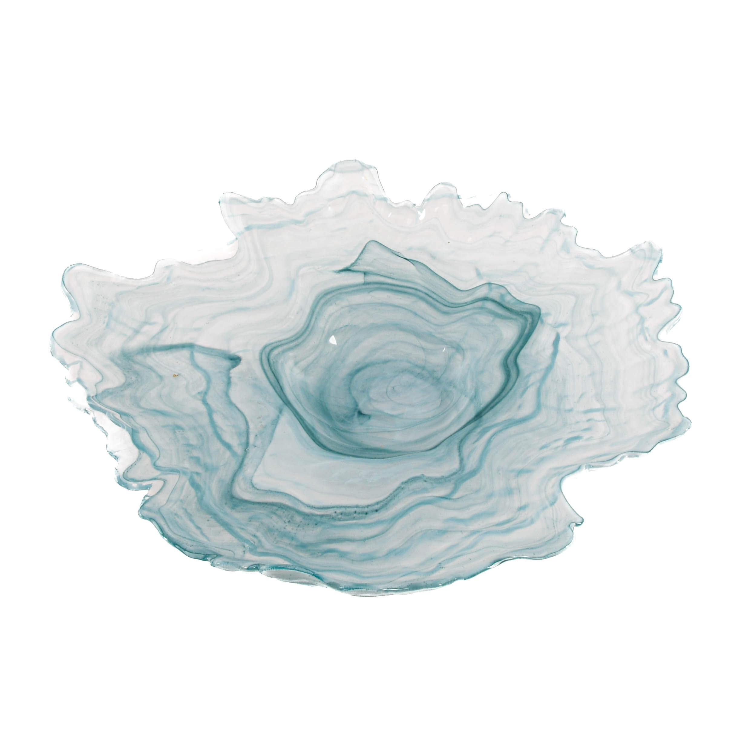 Abstract Teal Art Glass Bowl-2