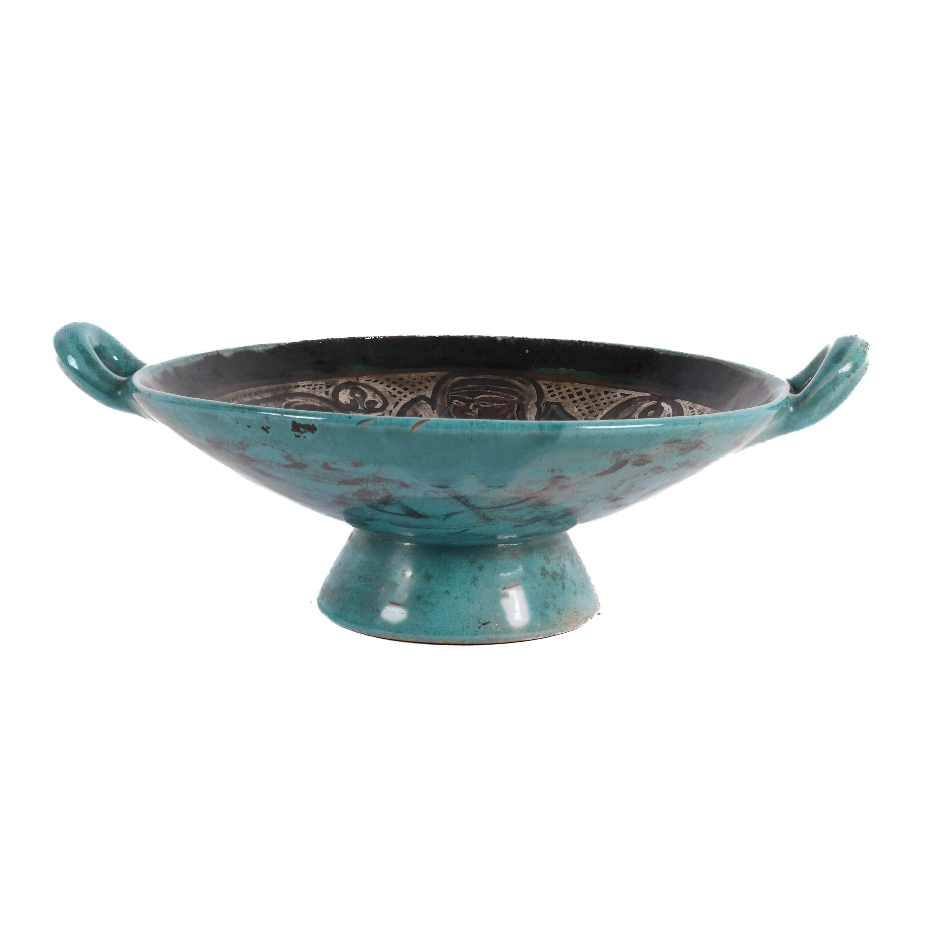 Persian Ceramic Decorated Footed Bowl-2