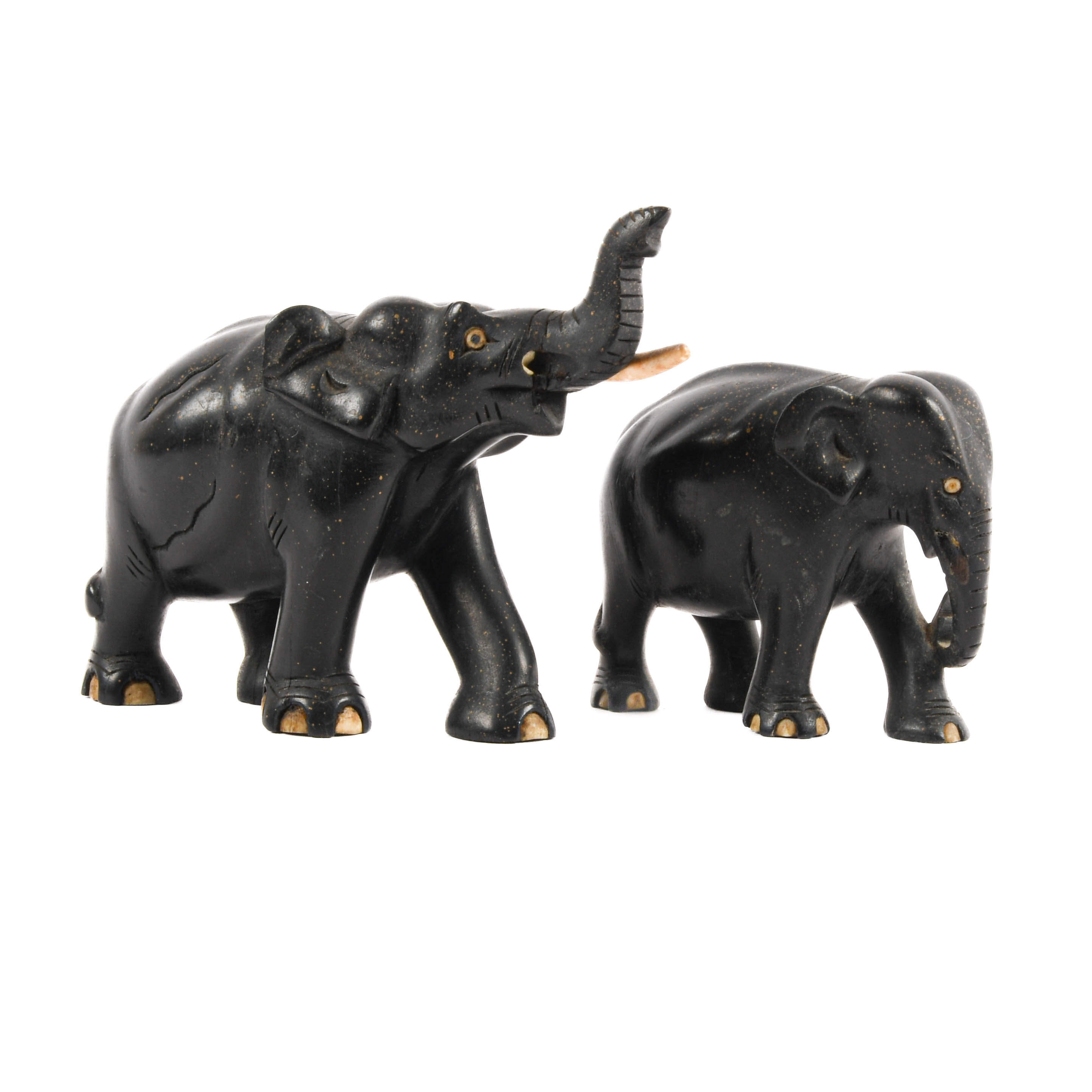 Lot of Two Ebony Elephant Statues-5