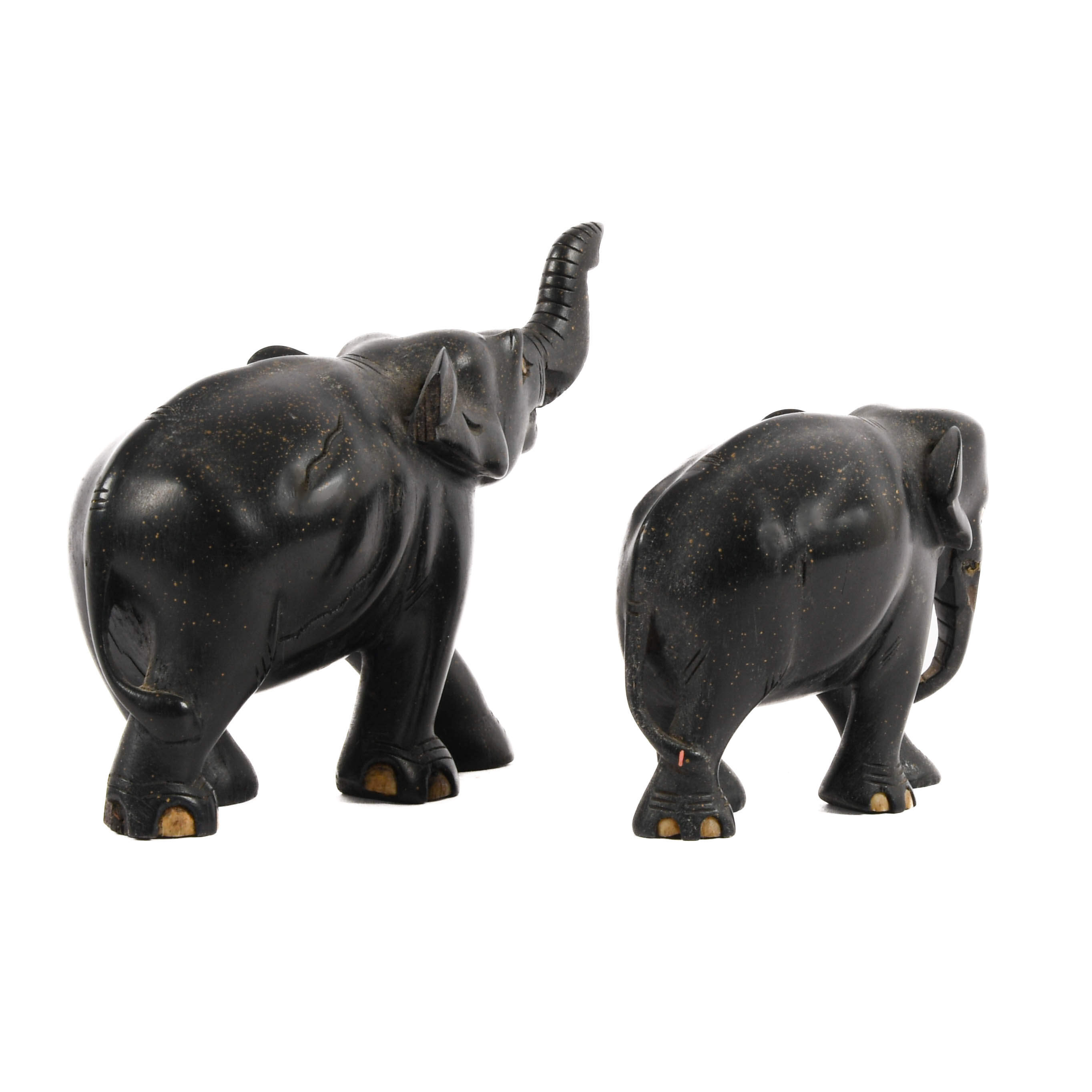 Lot of Two Ebony Elephant Statues-4