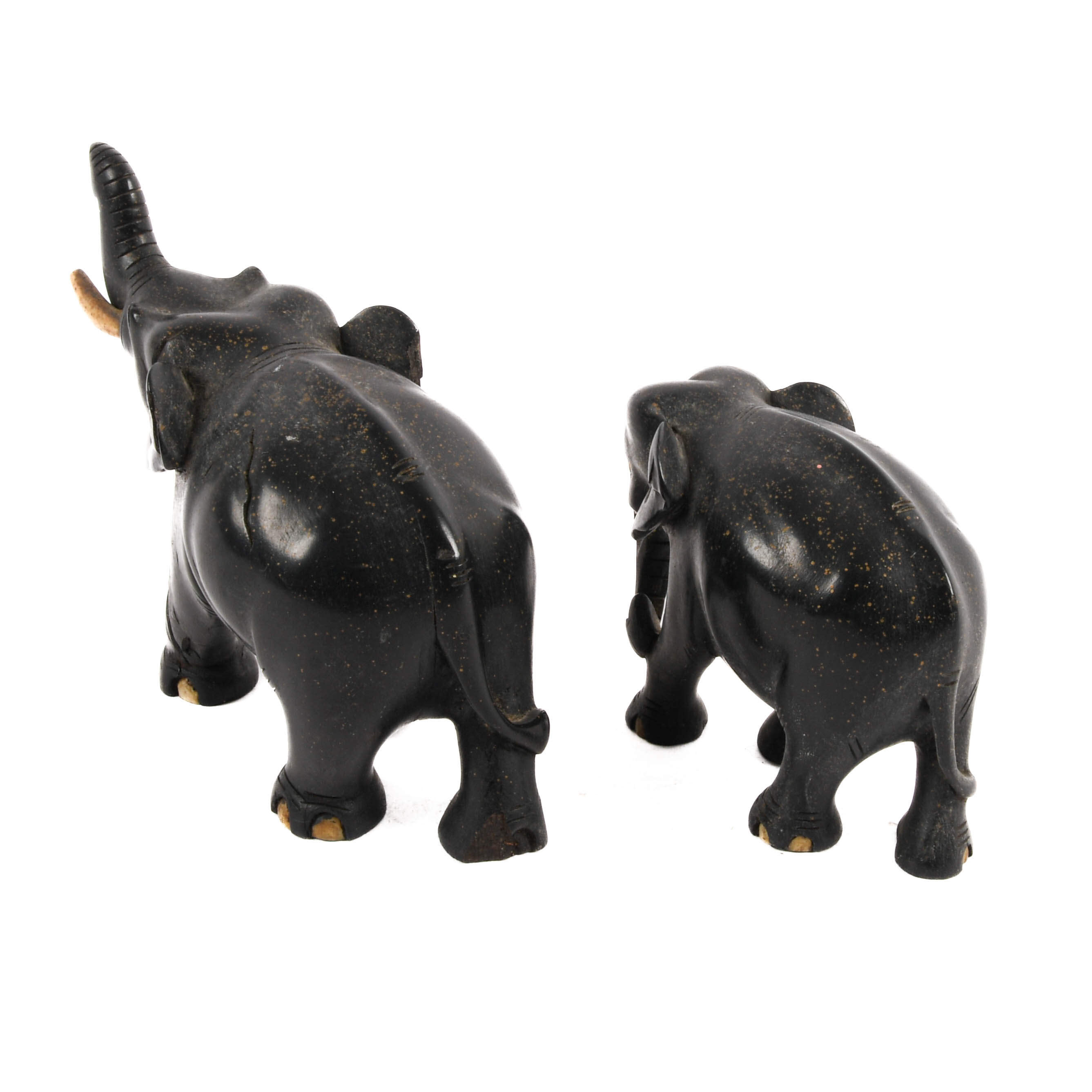 Lot of Two Ebony Elephant Statues-3