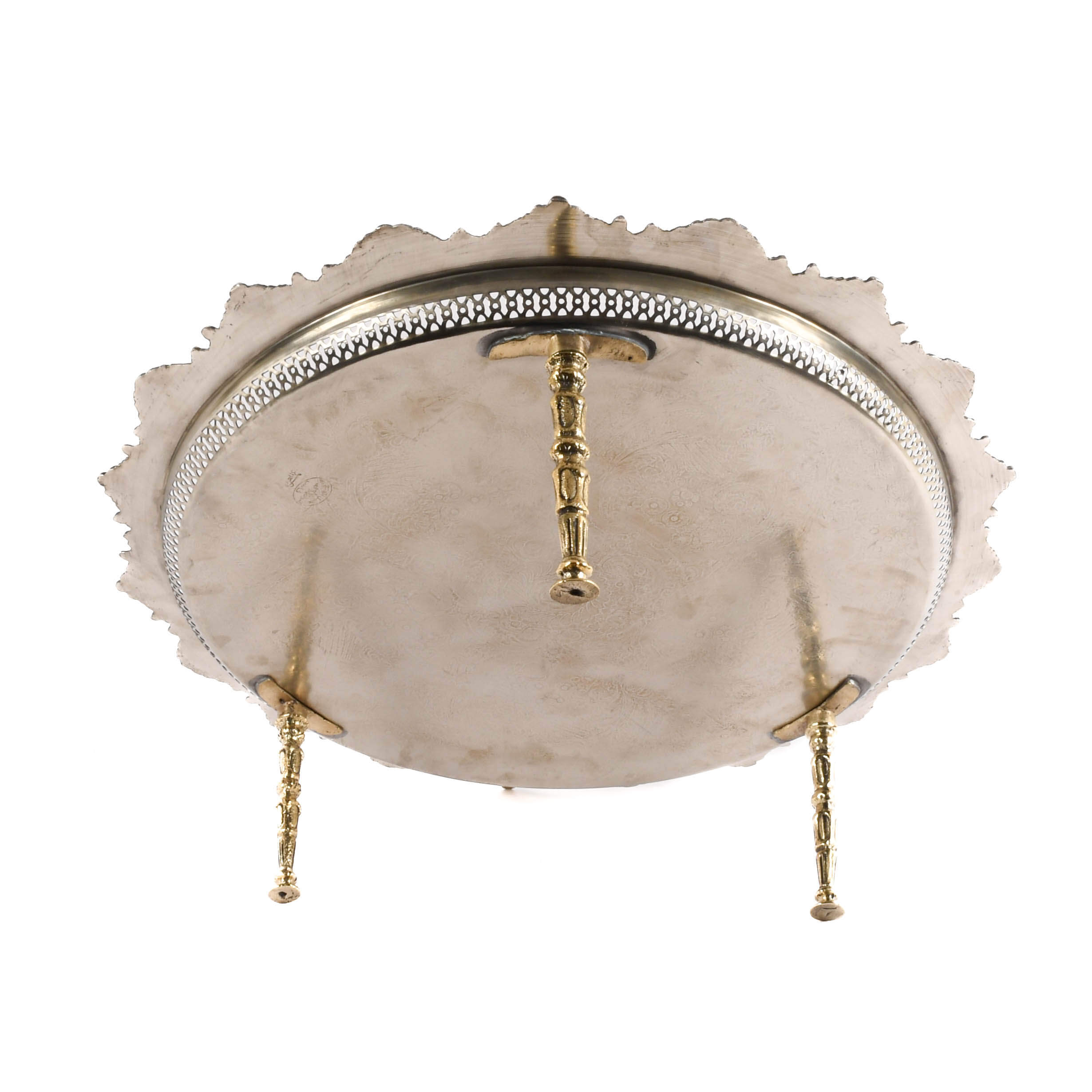 Middle Eastern Moroccan Silver-Plated Tray Table-6