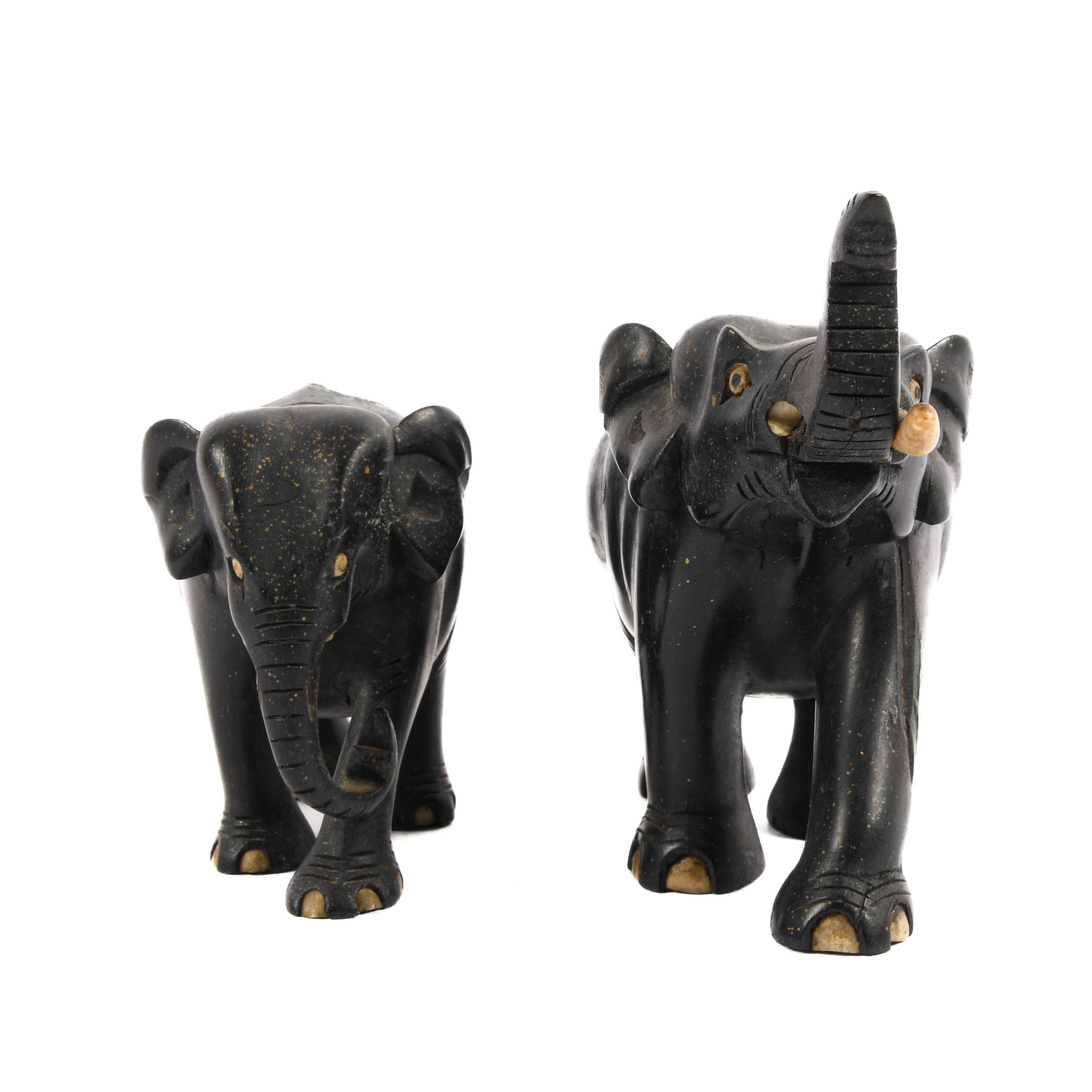 Lot of Two Ebony Elephant Statues-1