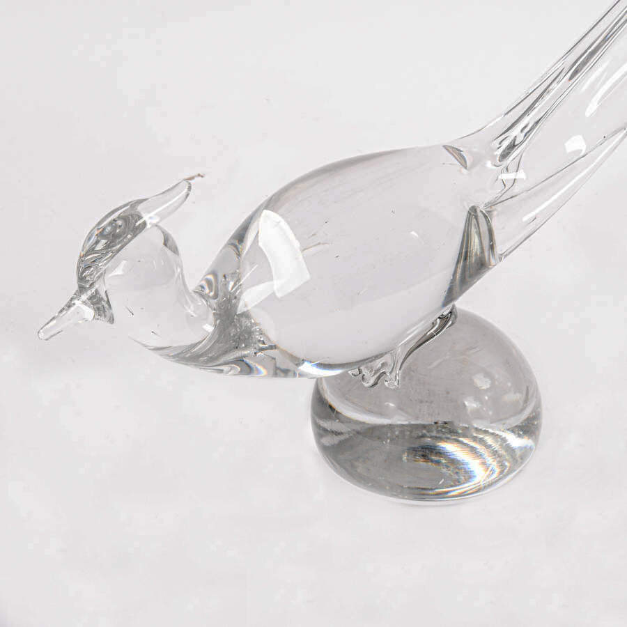 Mid-Century Modern Crystal Art Glass Bird Sculpture-4