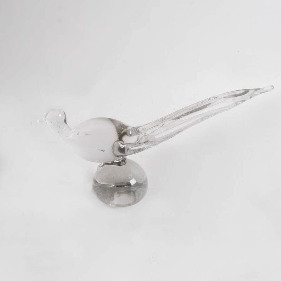 Mid-Century Modern Crystal Art Glass Bird Sculpture-3