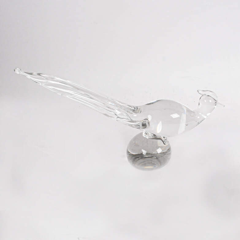 Mid-Century Modern Crystal Art Glass Bird Sculpture-2