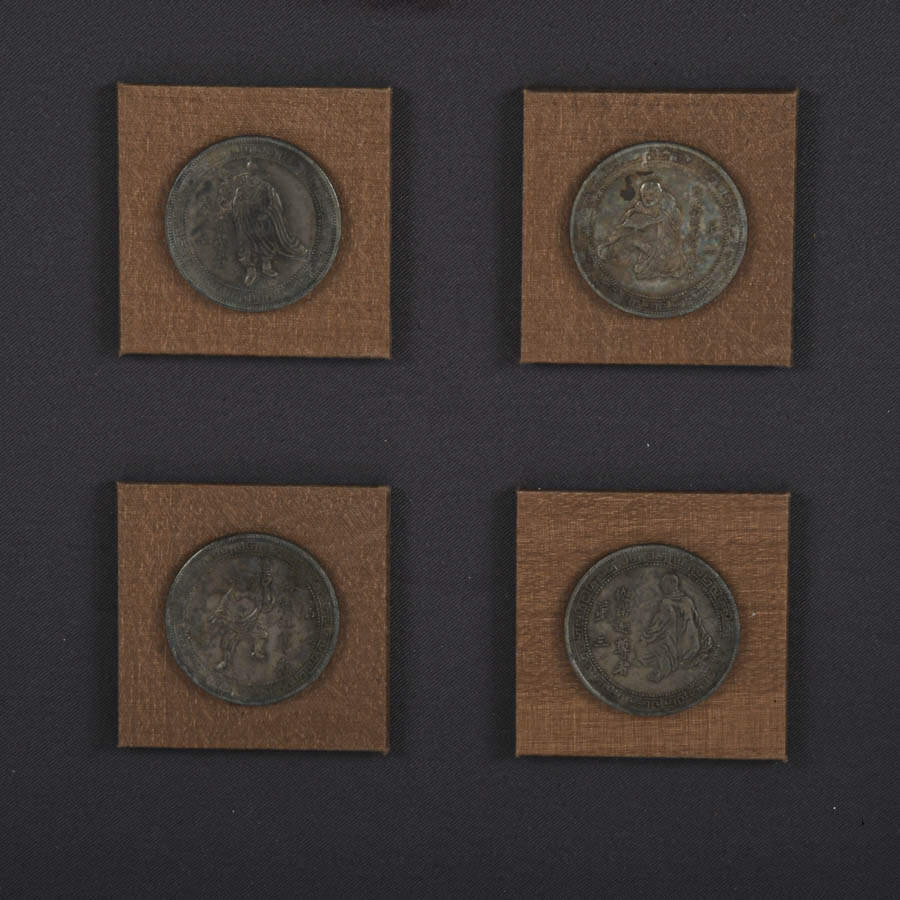 Framed Shadow Box of Ancient Chinese Buddhist Coins-2