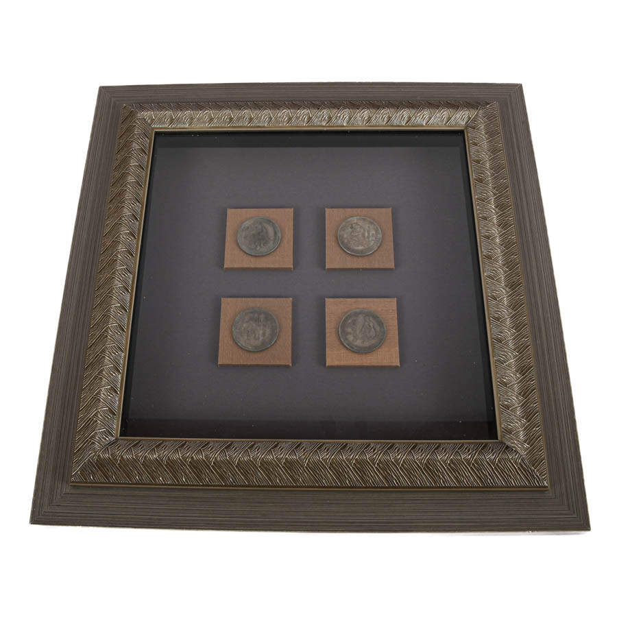 Framed Shadow Box of Ancient Chinese Buddhist Coins-1
