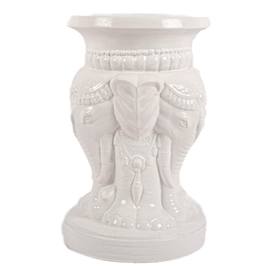 Signed Figural Elephant Motif Garden Stool-3